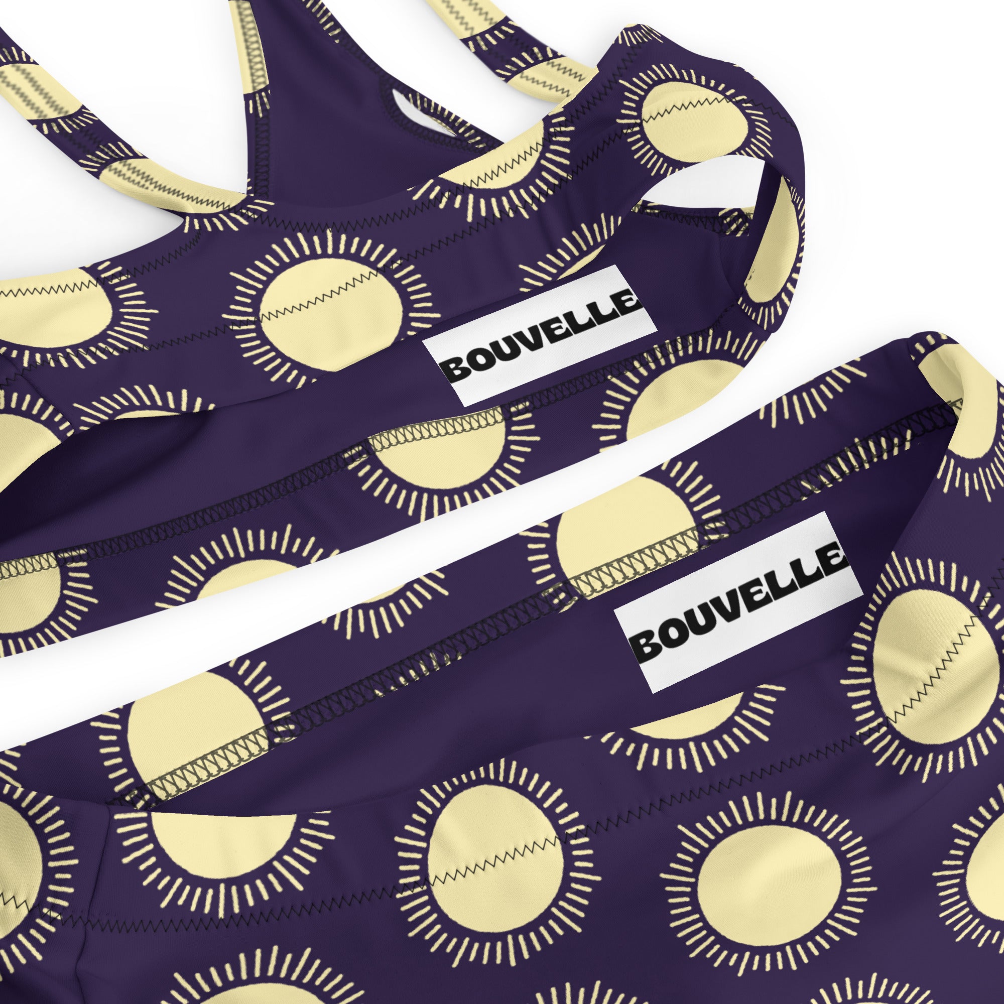 Women's Purple Sun Print Recycled Bikini - Removable Padding, Buttery Soft Quick-Drying UPF 50+ Fabric