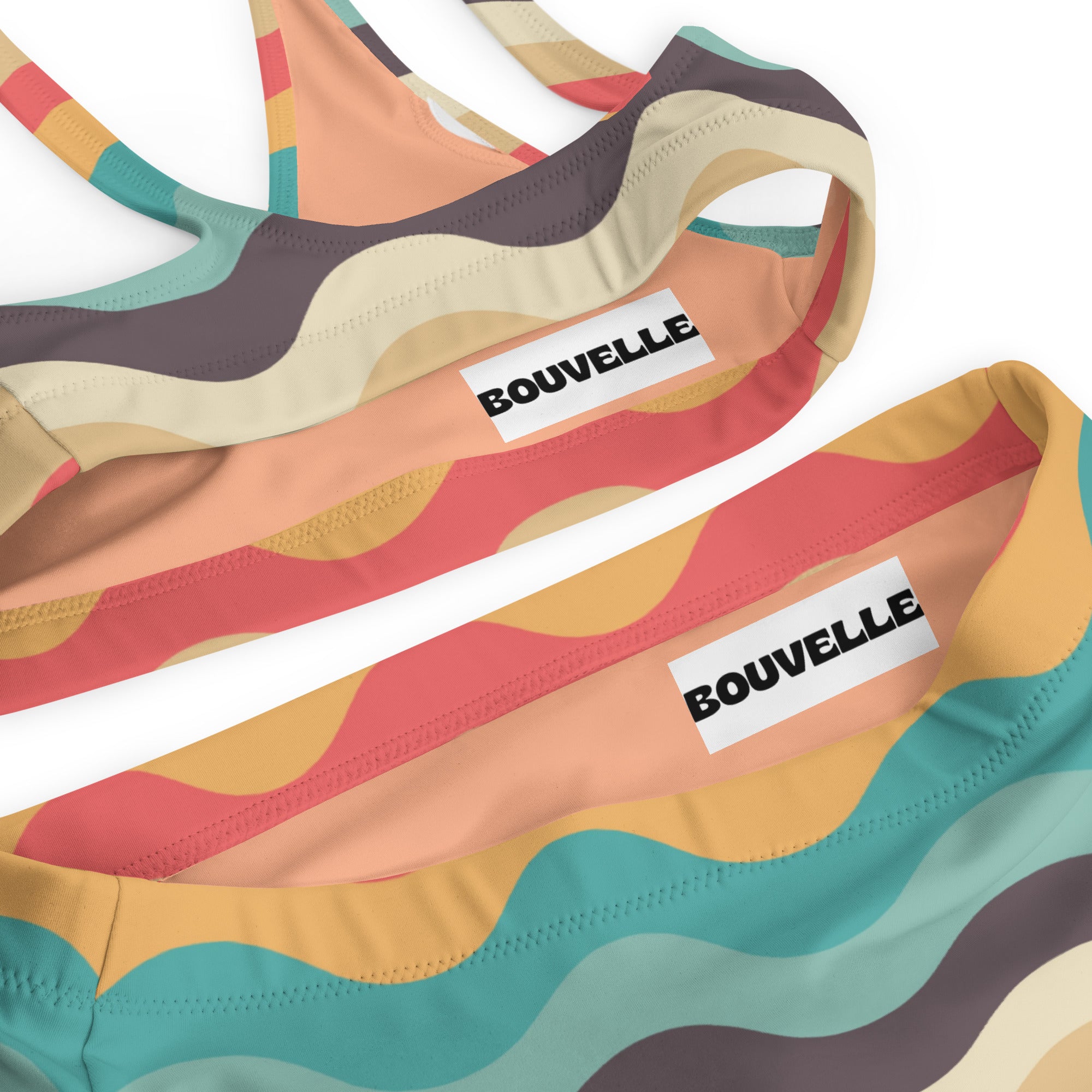 Women's Retro Wave Recycled Bikini - Removable Padding, Buttery Soft Quick-Drying UPF 50+ Fabric