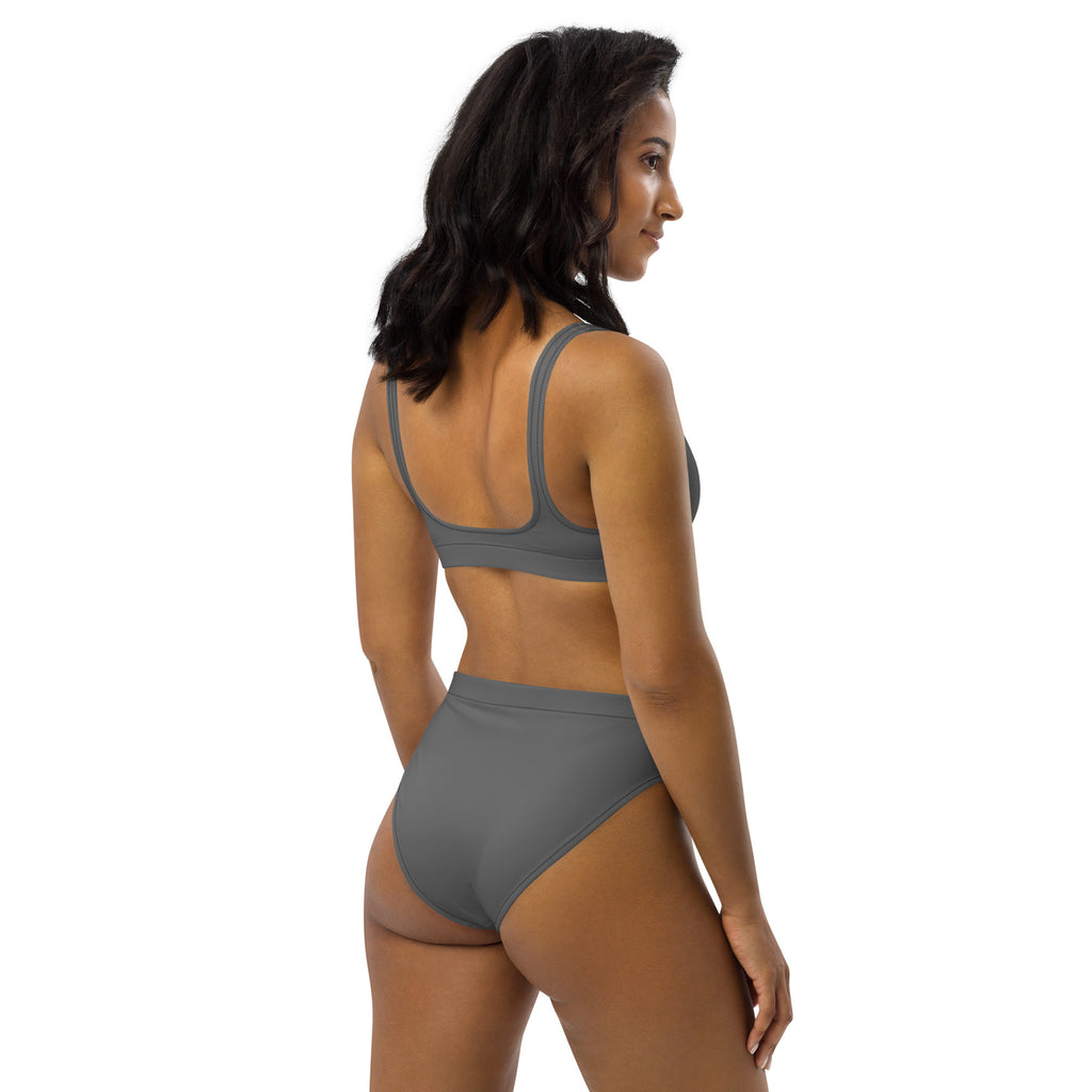 Women's Gray Padded Recycled Bikini - Quick Drying Fabric With UPF 50+