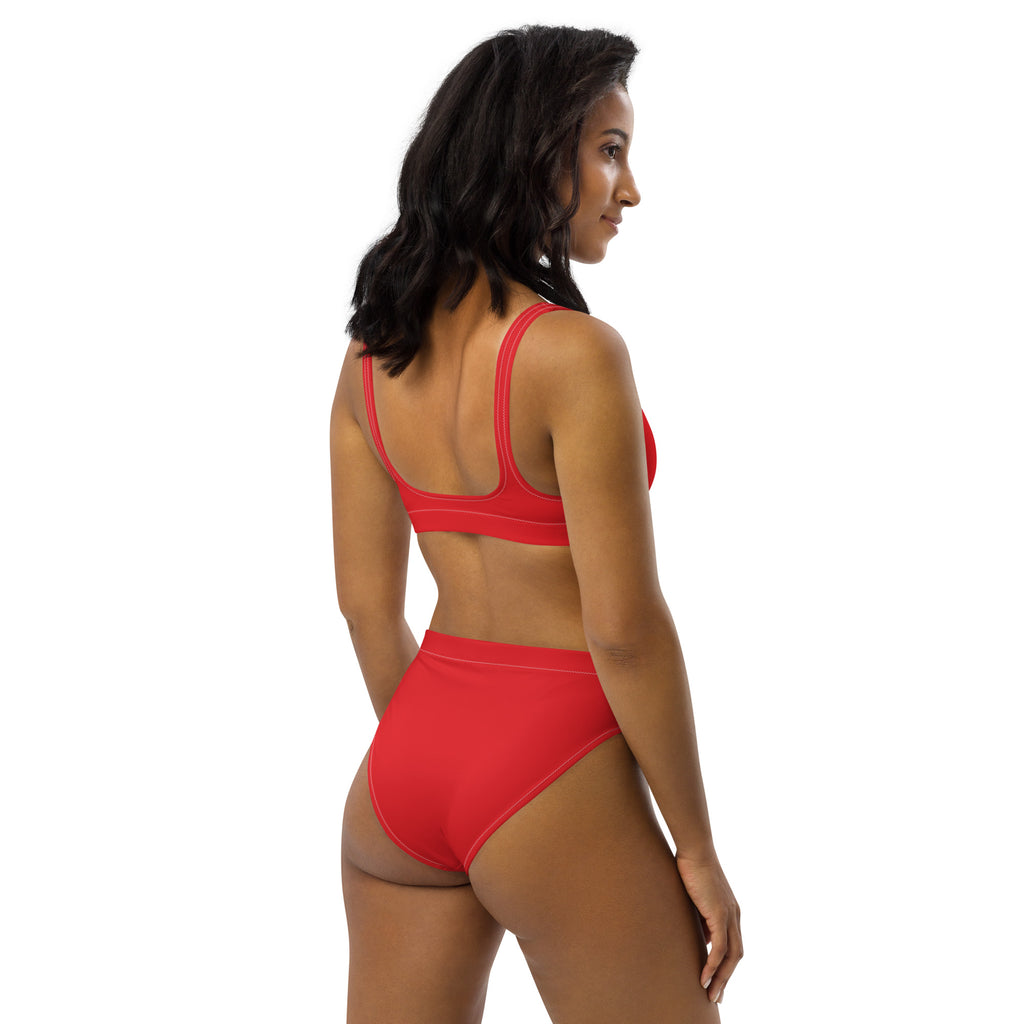 Women's Red Padded Recycled Bikini - Quick Drying Fabric With UPF 50+