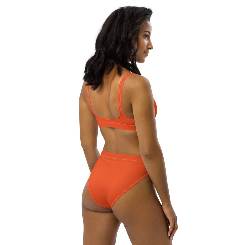 Women's Orange Padded Recycled Bikini - Quick Drying Fabric With UPF 50+