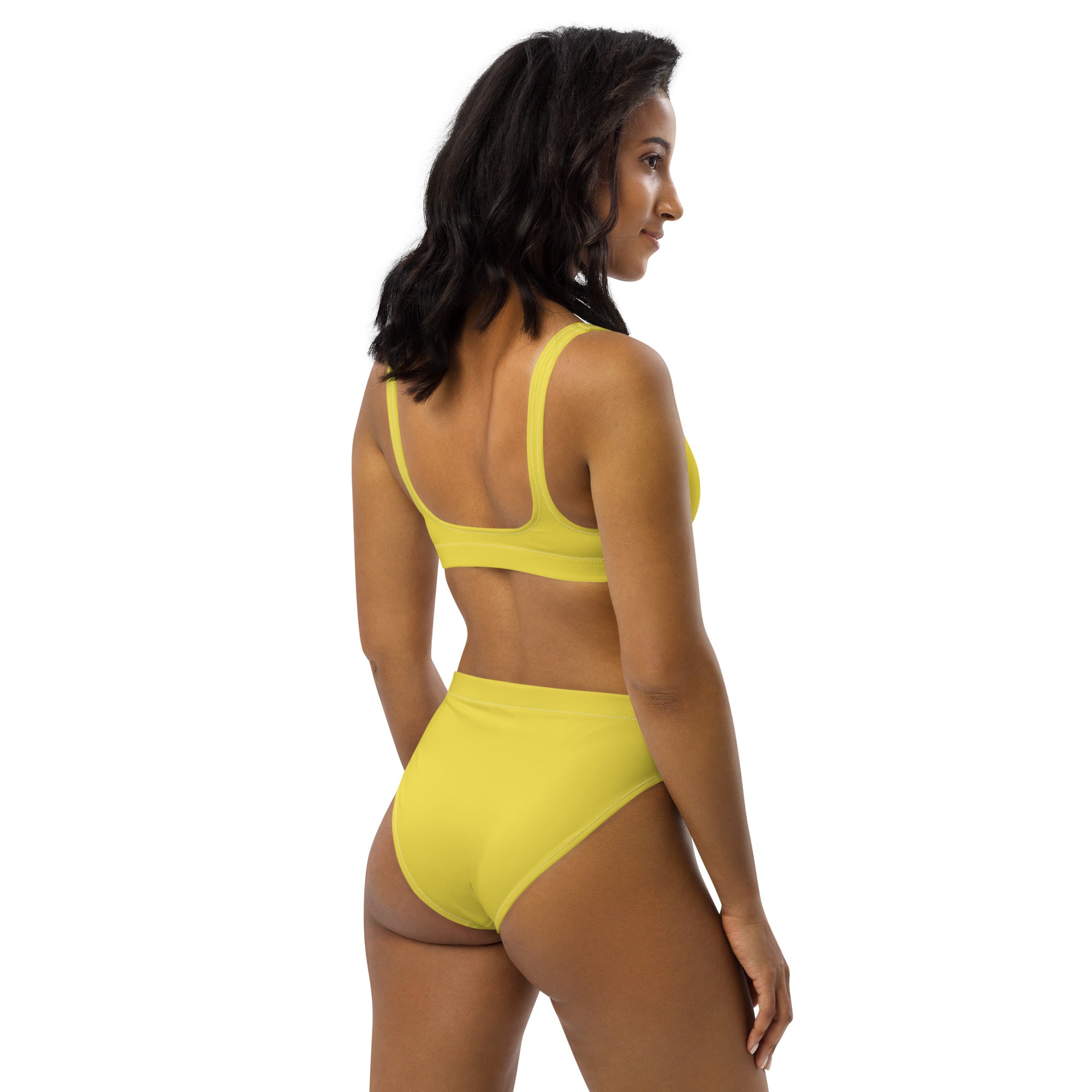 Women's Yellow Padded Recycled Bikini - Quick Drying Fabric With UPF 50+