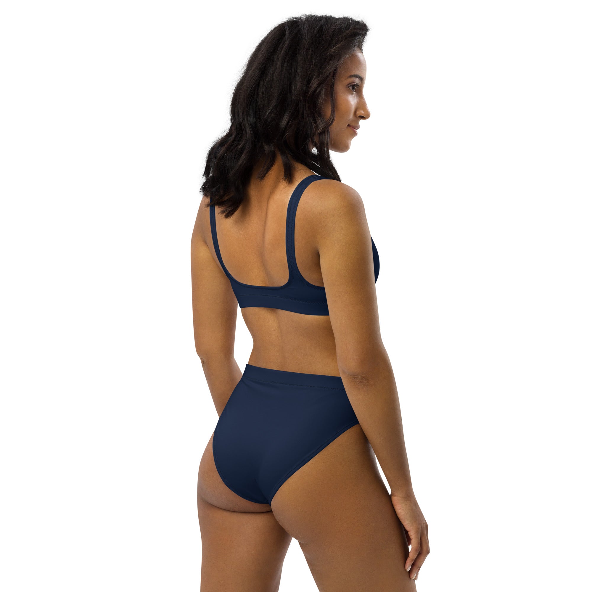 Women's Navy Blue Padded Recycled Bikini - Quick Drying Fabric With UPF 50+