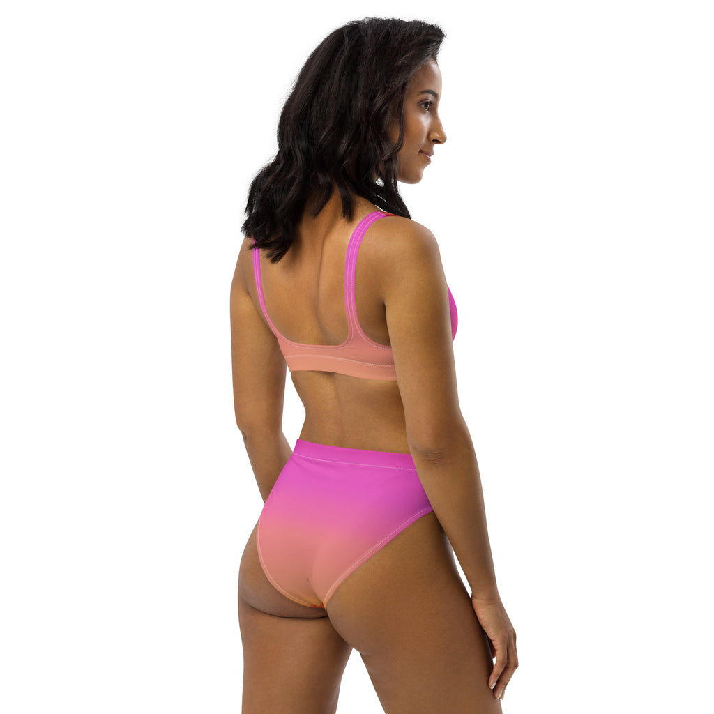 Women's Sunset Ombre Padded Recycled Bikini - Quick Drying Fabric With UPF 50+