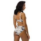 Women's Kawaii Cat Face Padded Recycled Bikini - Quick Drying Fabric With UPF 50+