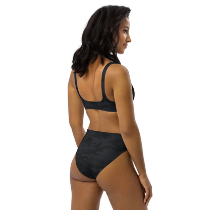 Women's Black Camouflage Padded Recycled Bikini - Quick Drying Fabric With UPF 50+