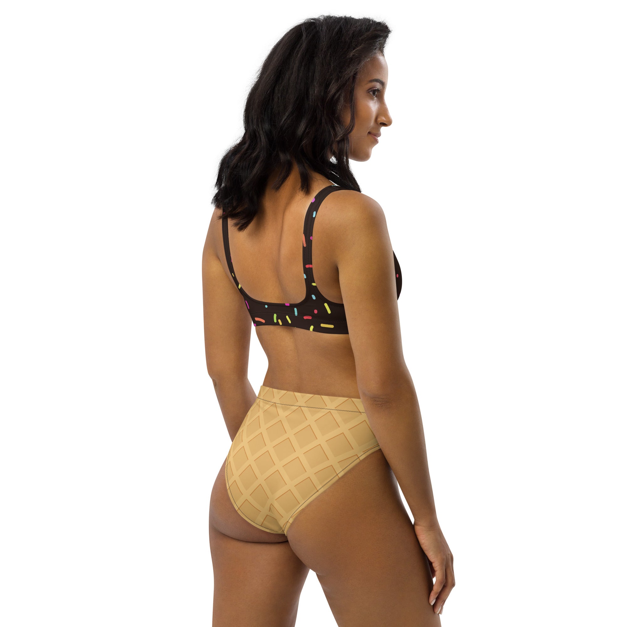 Women's Chocolate Ice Cream Cone Padded Recycled Bikini - Quick Drying Fabric With UPF 50+