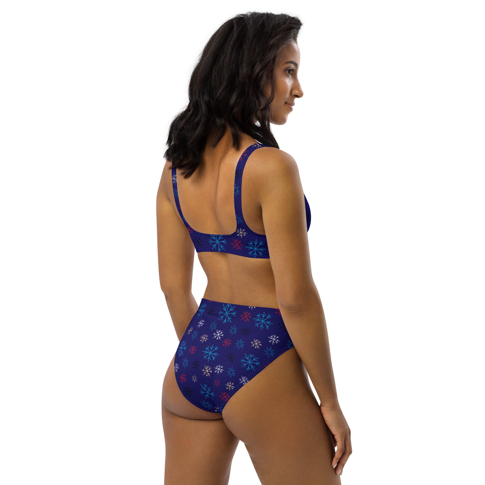 Women's Blue Snowflake Recycled Bikini - Quick Drying Fabric With UPF 50+