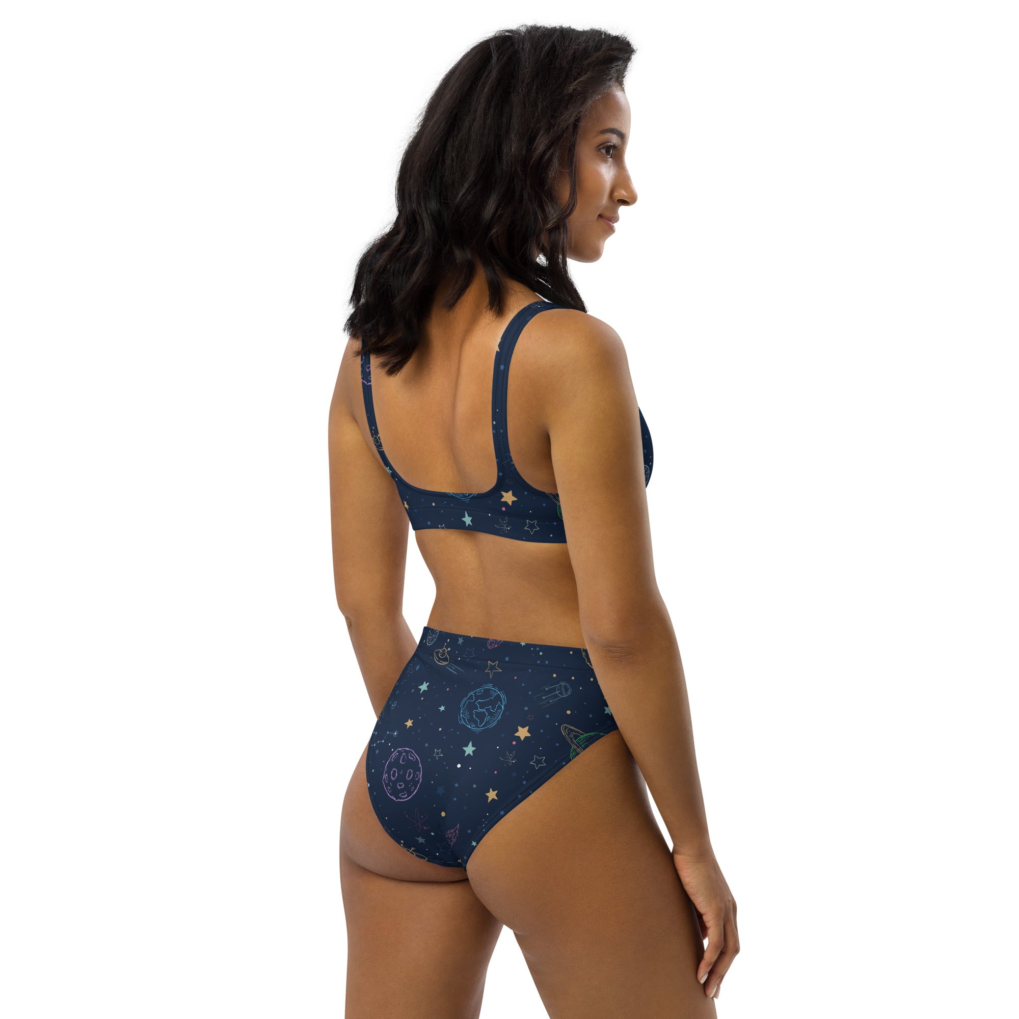 Women's Colorful Galaxy Space Recycled Bikini - Removable Padding, Buttery Soft Quick-Drying UPF 50+ Fabric
