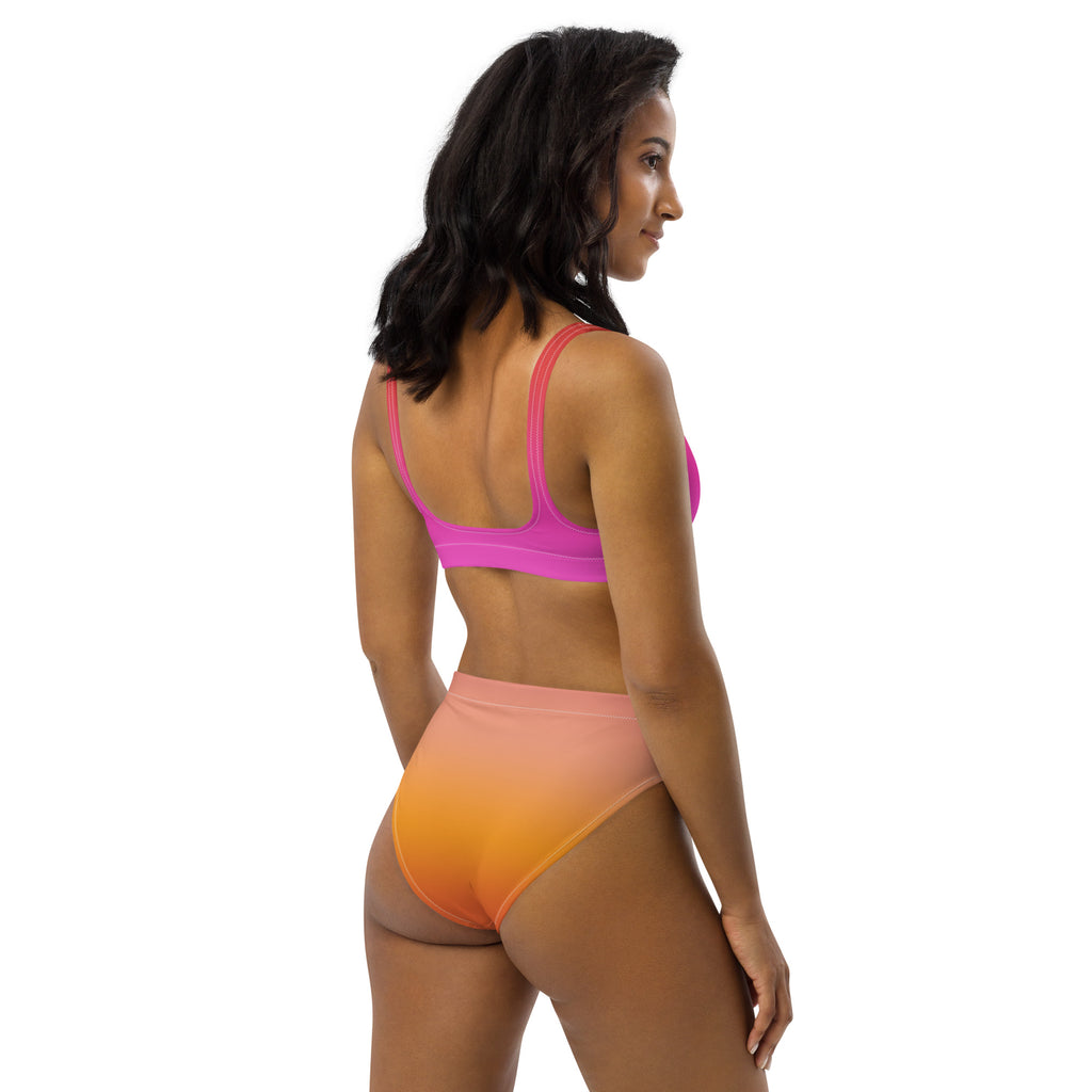 Women's Sunset Ombre Recycled Bikini - Removable Padding, Buttery Soft Quick-Drying UPF 50+ Fabric