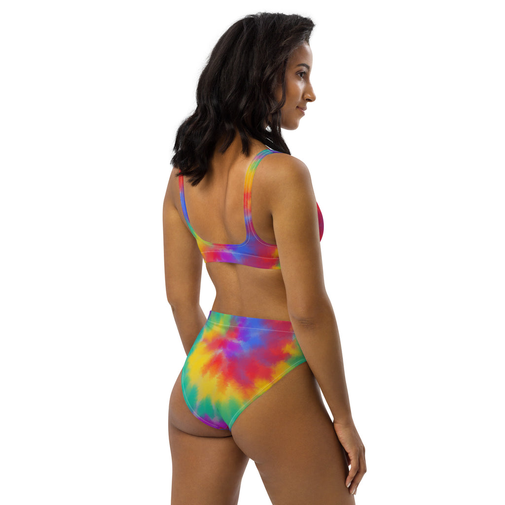 Women's Bright Watercolor Tie Dye Recycled Bikini - Removable Padding, Buttery Soft Quick-Drying UPF 50+ Fabric
