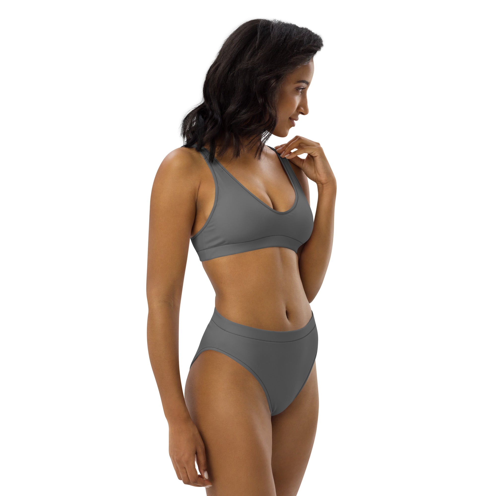 Women's Gray Padded Recycled Bikini - Quick Drying Fabric With UPF 50+