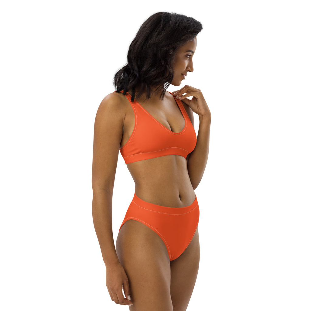 Women's Orange Padded Recycled Bikini - Quick Drying Fabric With UPF 50+