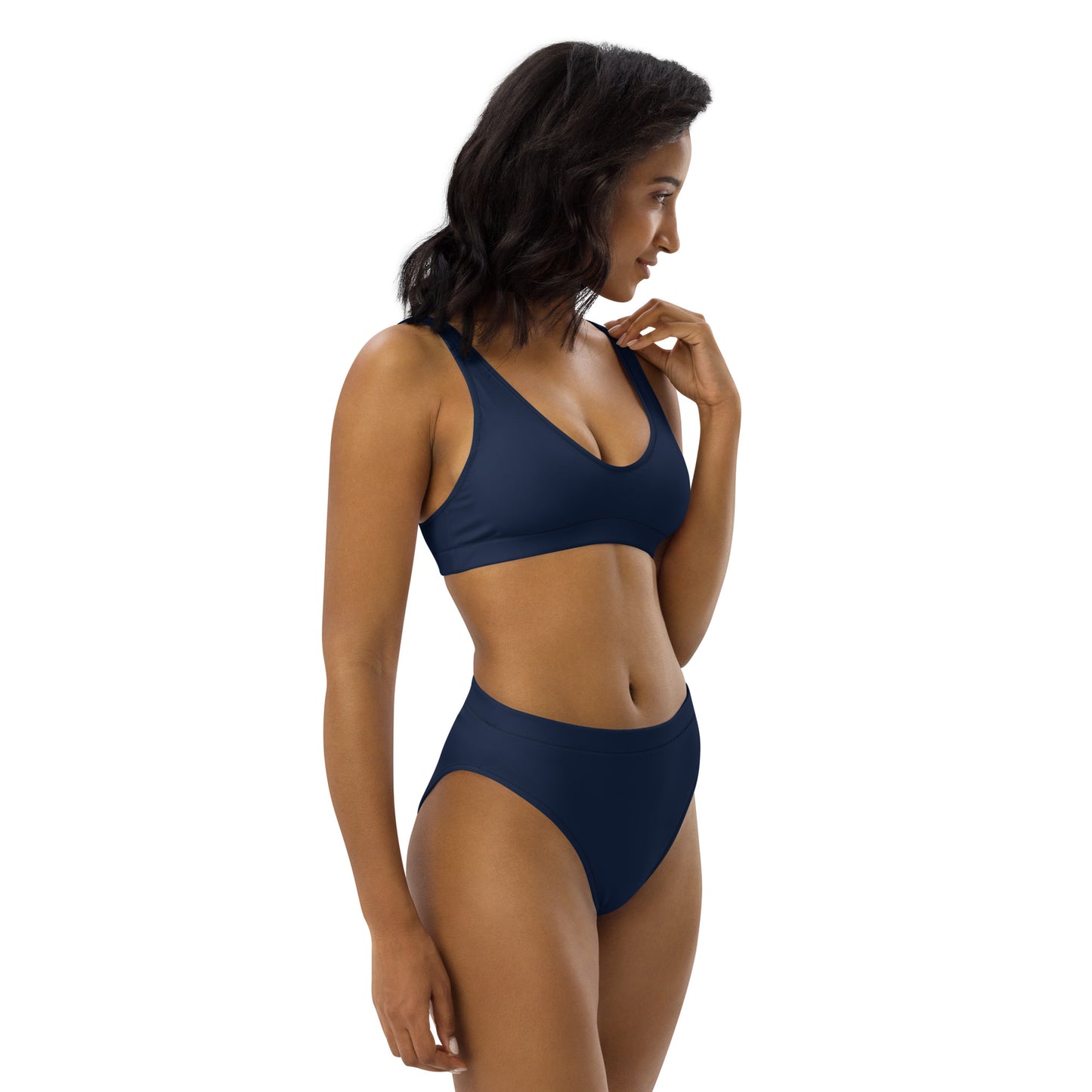 Women's Navy Blue Padded Recycled Bikini - Quick Drying Fabric With UPF 50+