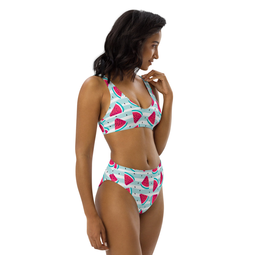 Women's Watermelon Print Padded Recycled Bikini - Quick Drying Fabric With UPF 50+