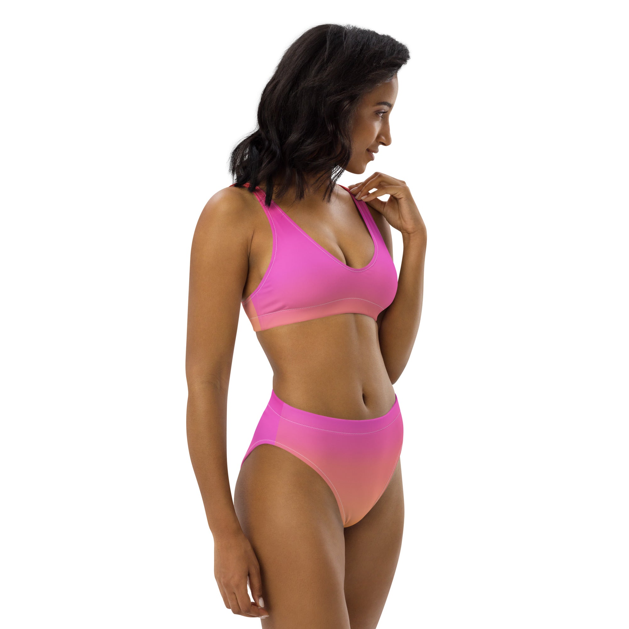 Women's Sunset Ombre Padded Recycled Bikini - Quick Drying Fabric With UPF 50+