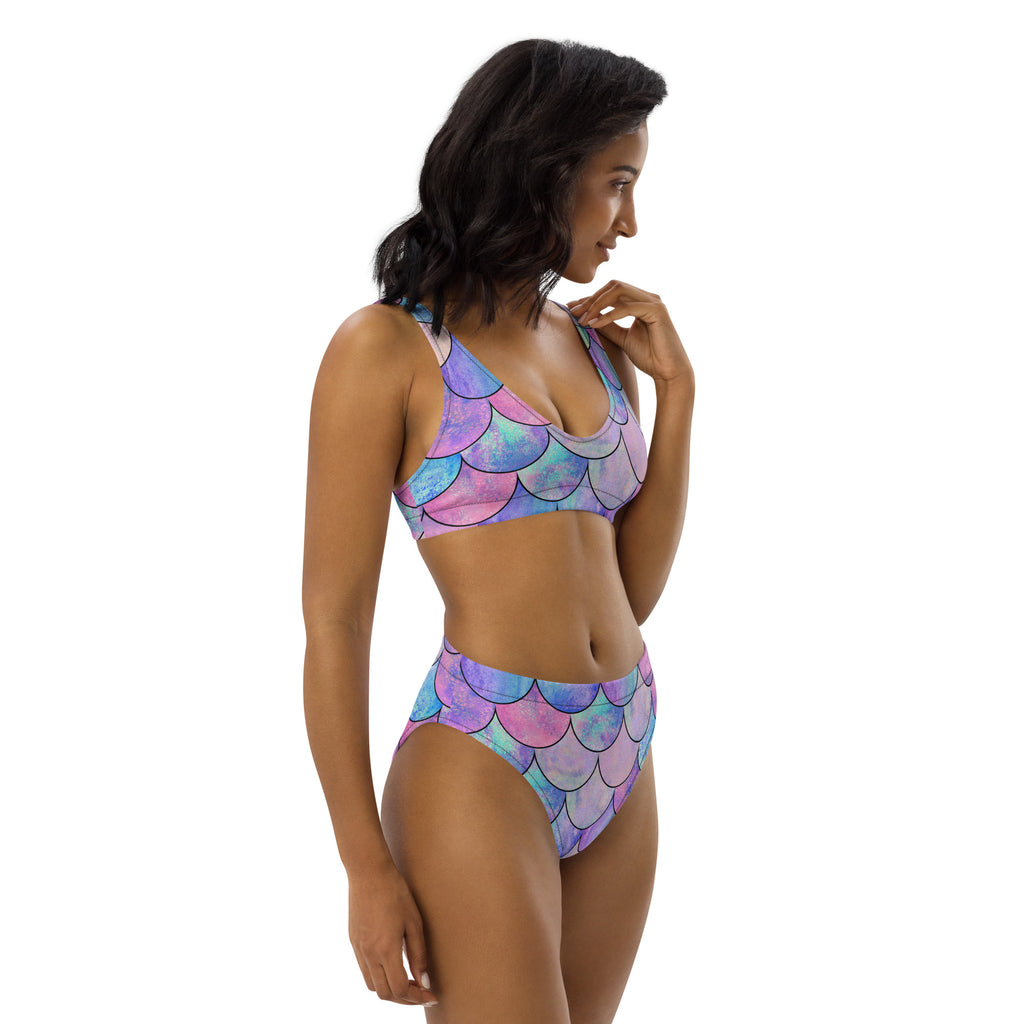 Women's Pastel Mermaid Recycled Bikini - Removable Padding, Buttery Soft Quick-Drying UPF 50+ Fabric
