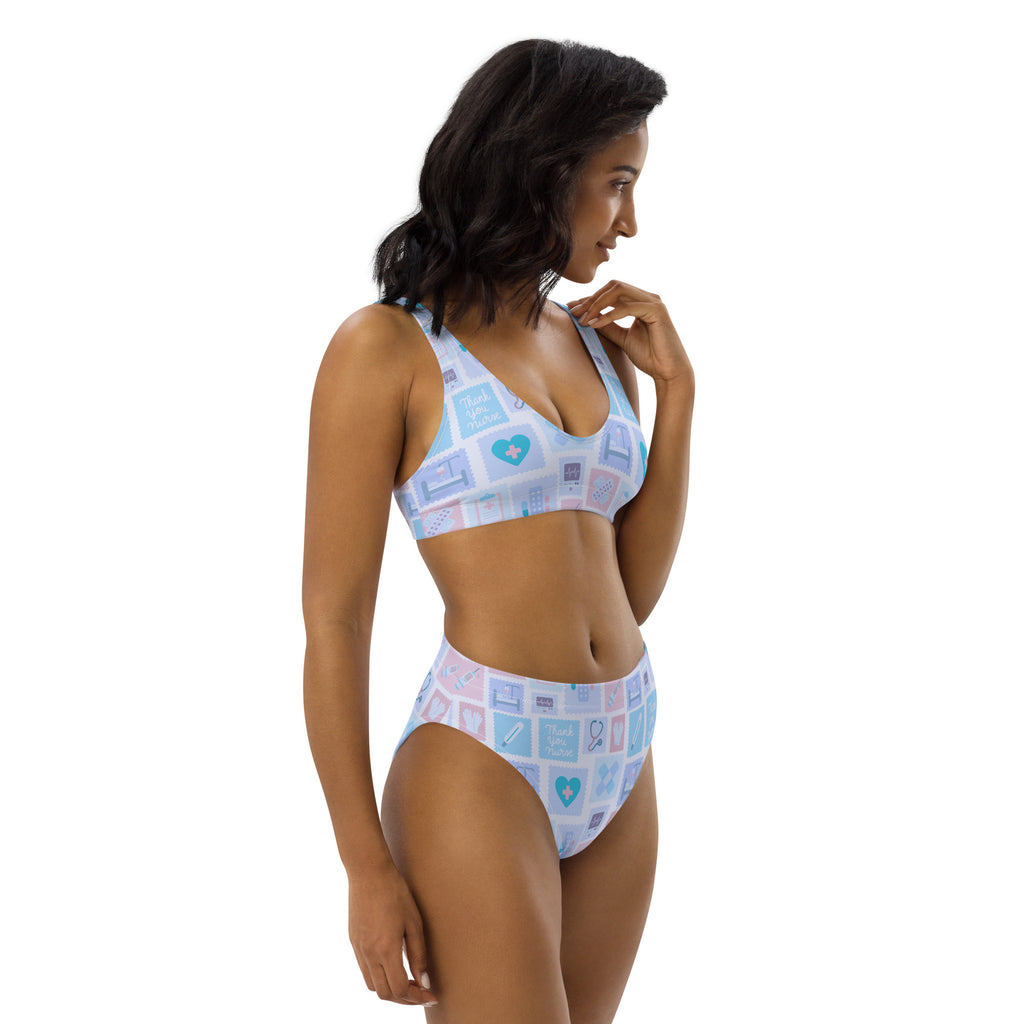 Women's Blue Nurse Icon Recycled Bikini - Removable Padding, Buttery Soft Quick-Drying UPF 50+ Fabric