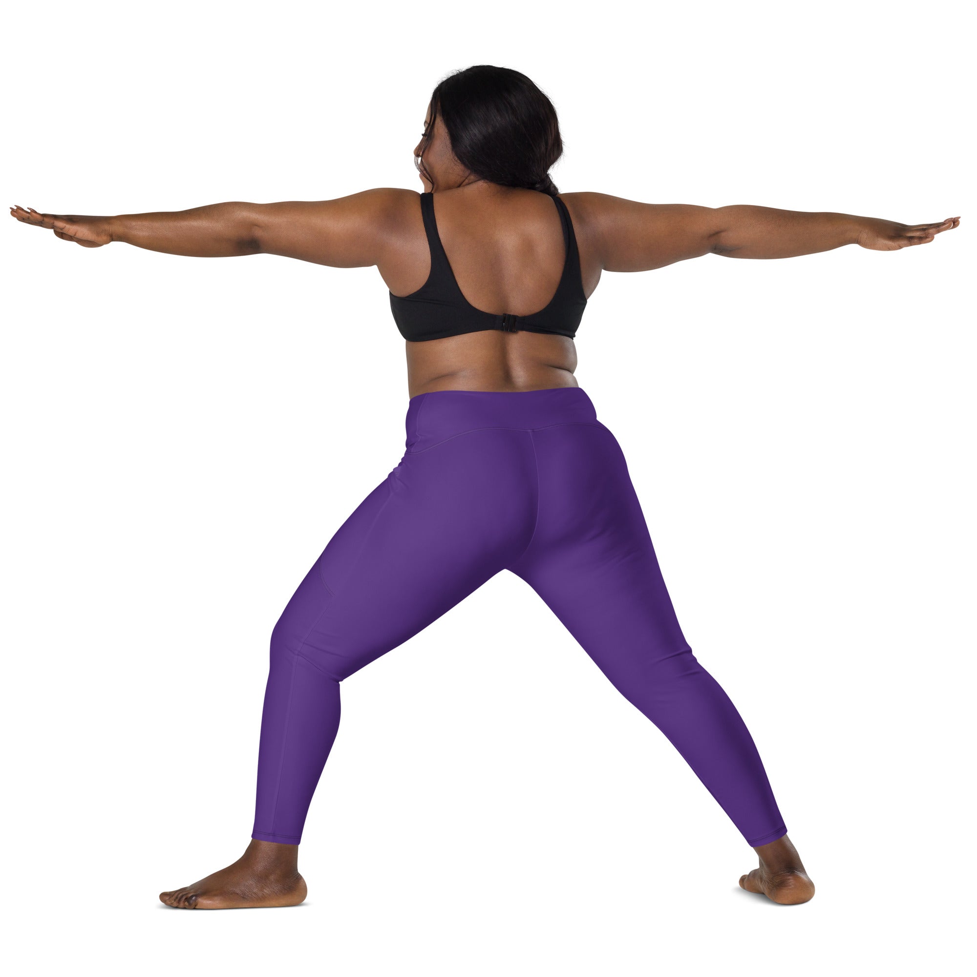 Women’s Deep Purple Yoga Leggings With Pockets – High-Waisted, Soft Compression Active Pants