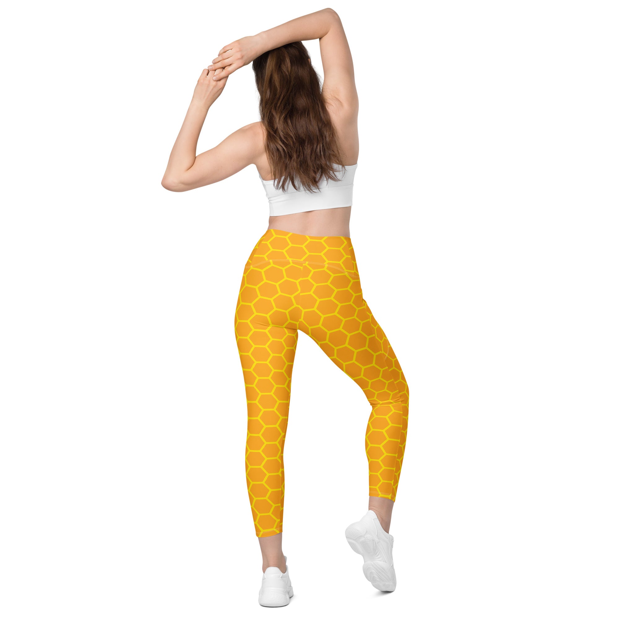 Women’s Honeycomb Yoga Leggings With Pockets – High-Waisted, Soft Compression Active Pants