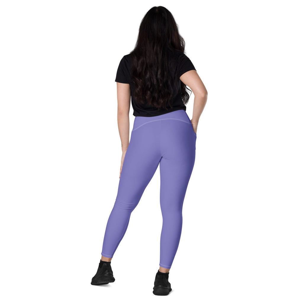 Women’s lavender yoga leggings with pockets high waisted made of soft stretchy compression fabric