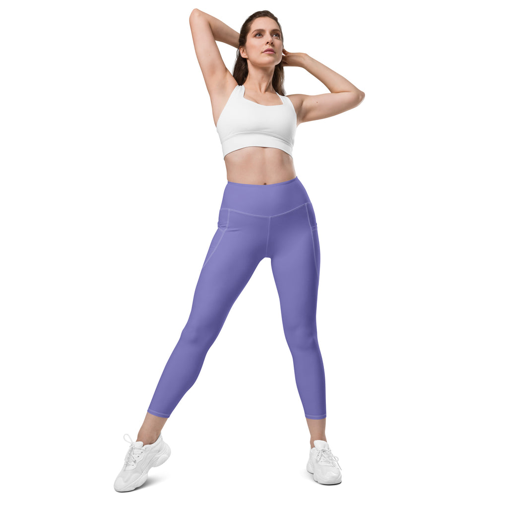 Purple high-waisted lavender yoga leggings with soft compression and side pockets for women active wear