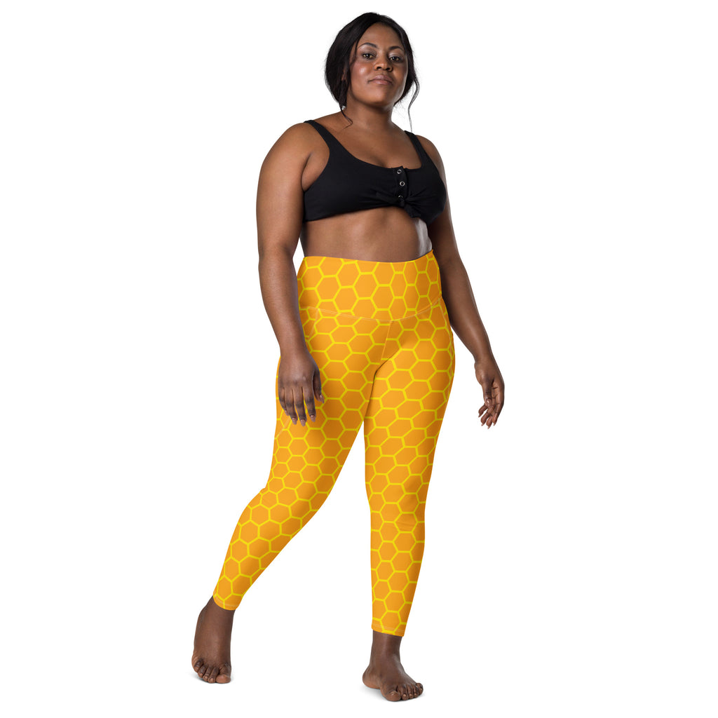 Women’s Honeycomb Yoga Leggings With Pockets – High-Waisted, Soft Compression Active Pants