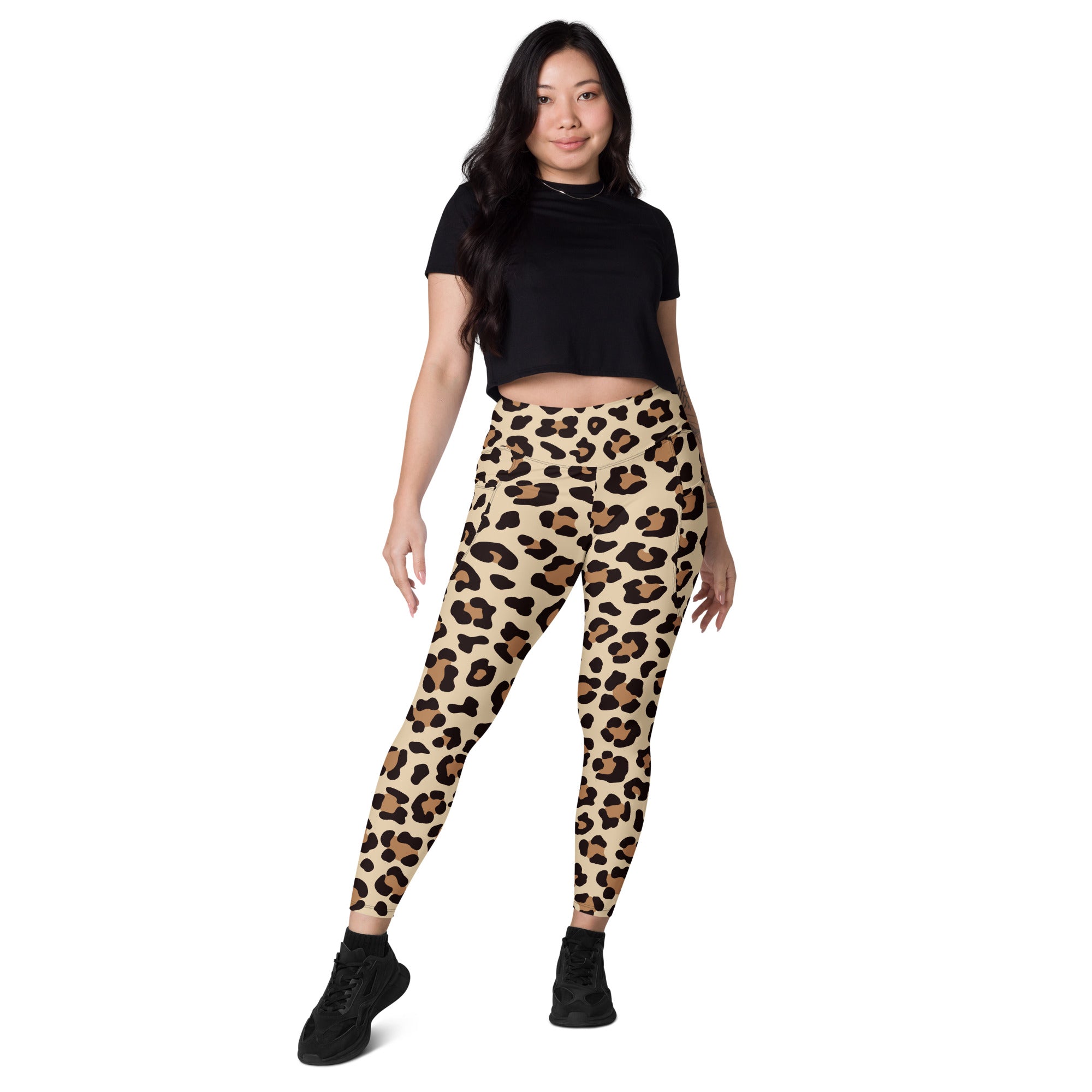 Women’s Leopard Print Yoga Leggings With Pockets – High-Waisted, Soft Compression Active Pants