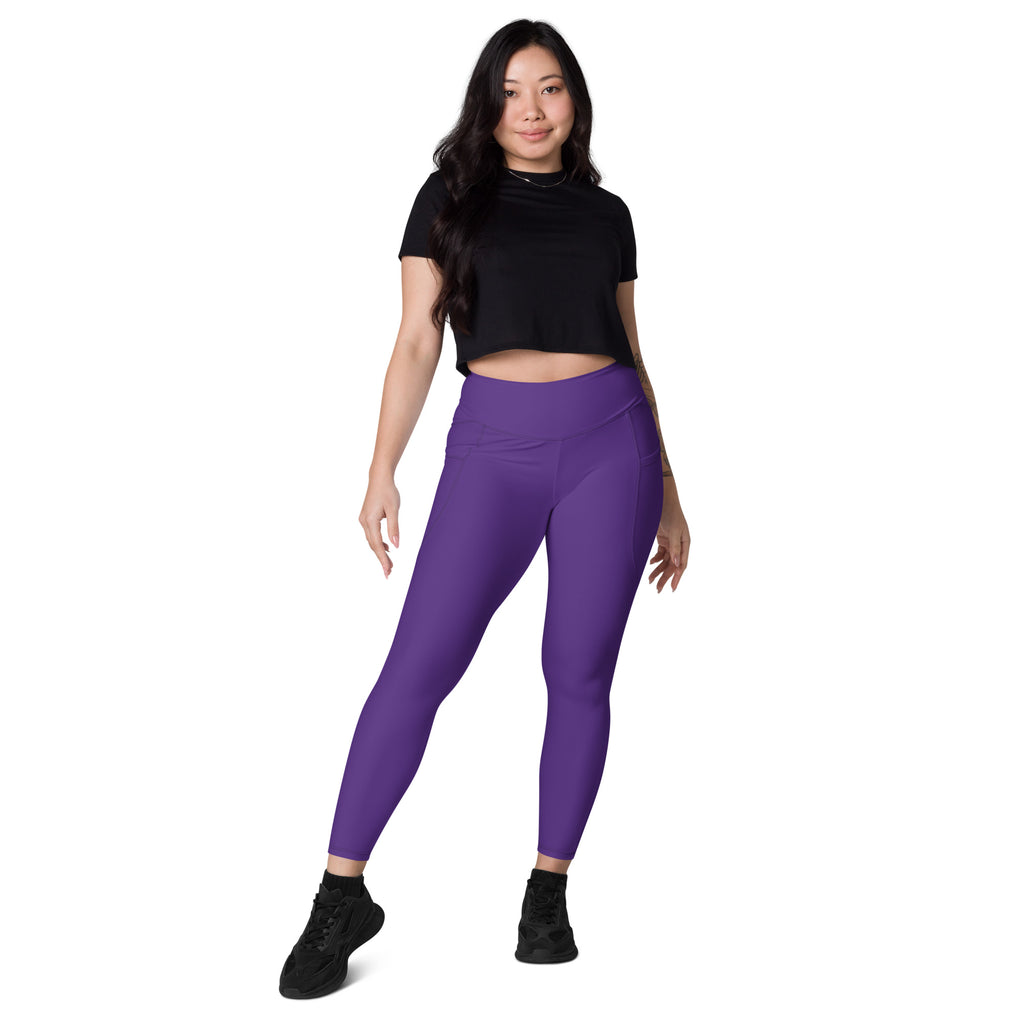Women’s Deep Purple Yoga Leggings With Pockets – High-Waisted, Soft Compression Active Pants