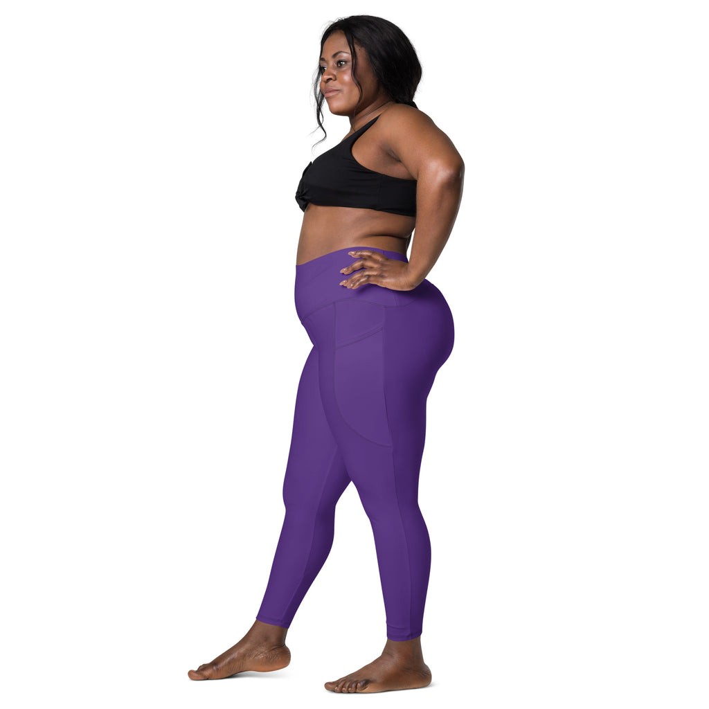 Women’s Deep Purple Yoga Leggings With Pockets – High-Waisted, Soft Compression Active Pants