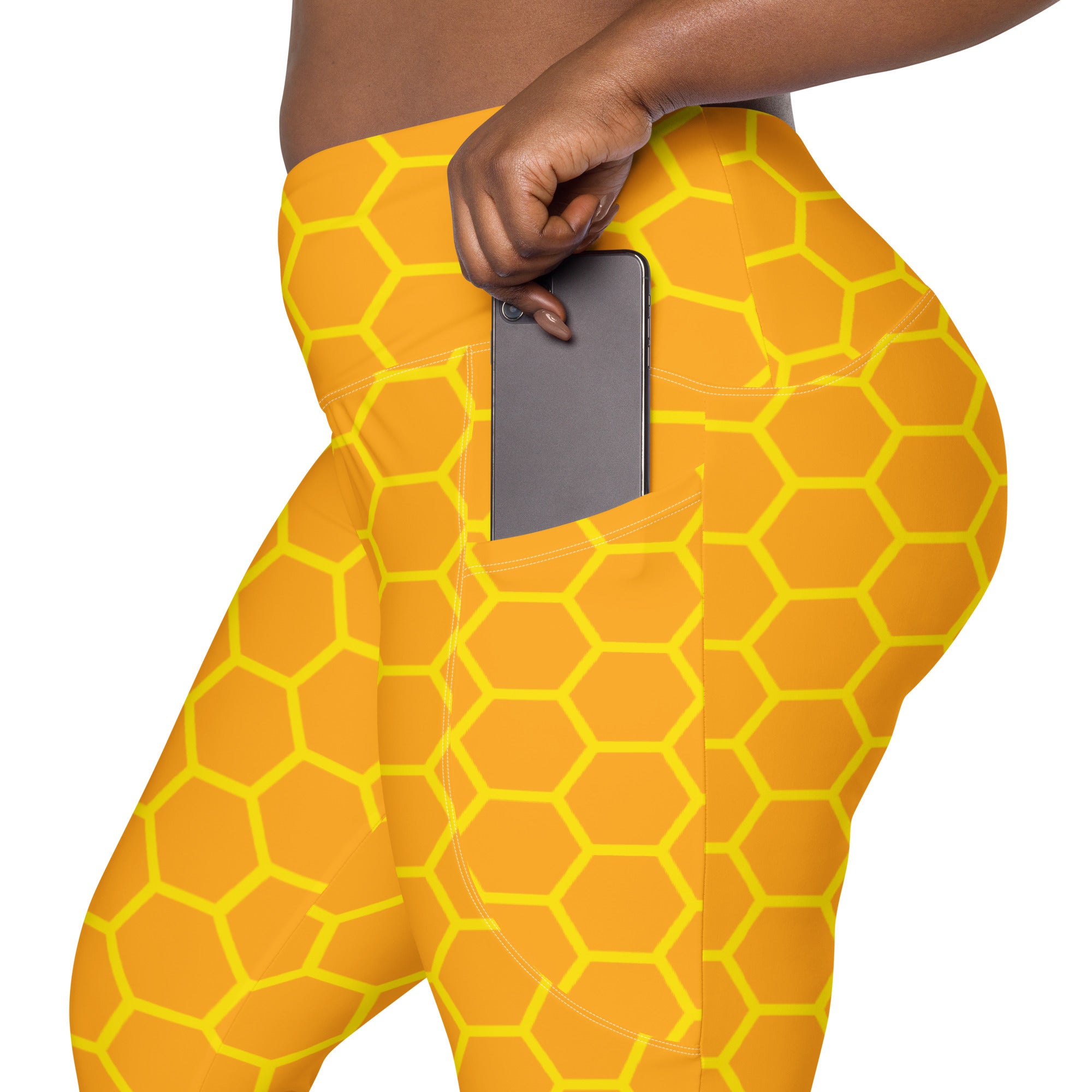 Women’s Honeycomb Yoga Leggings With Pockets – High-Waisted, Soft Compression Active Pants