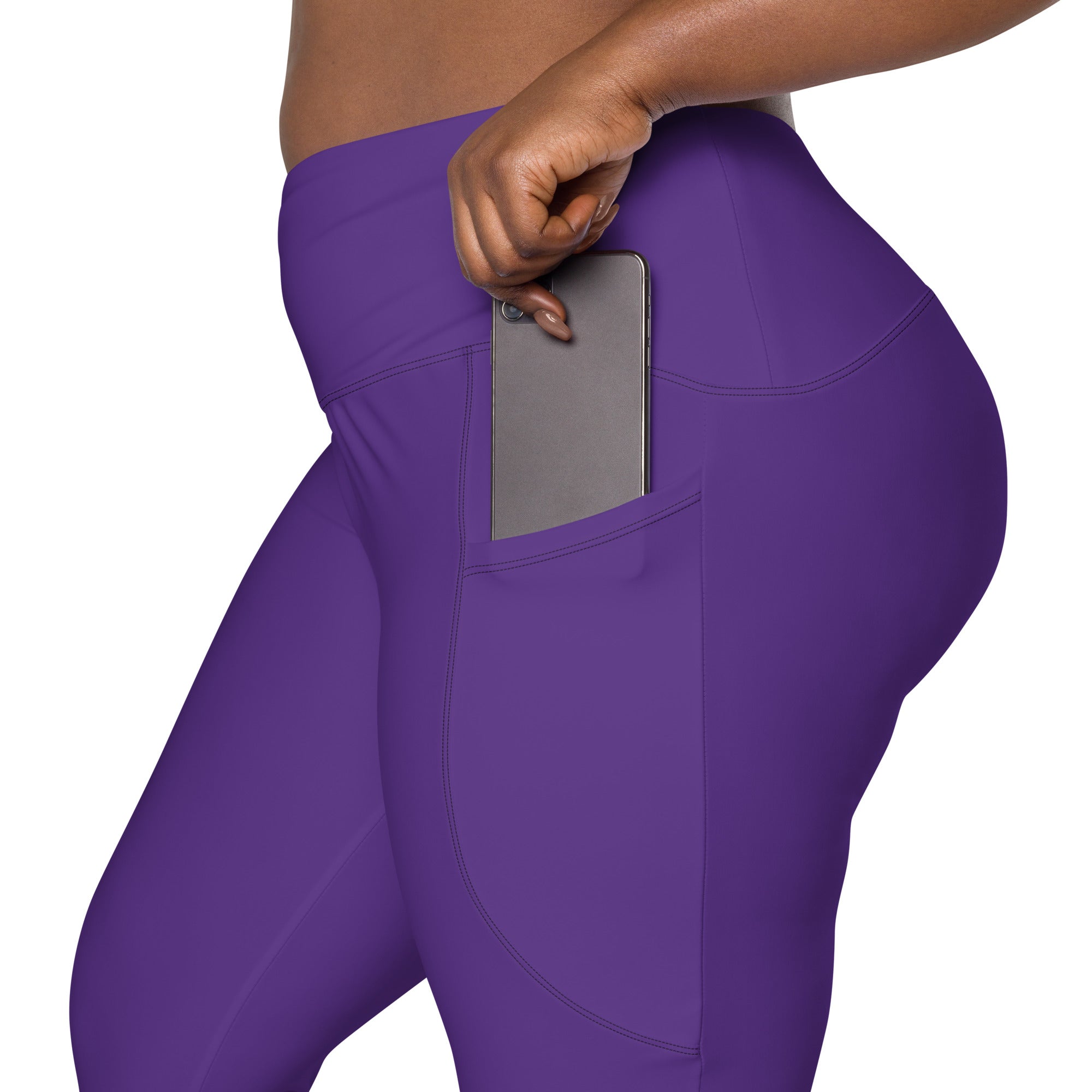 Women’s Deep Purple Yoga Leggings With Pockets – High-Waisted, Soft Compression Active Pants