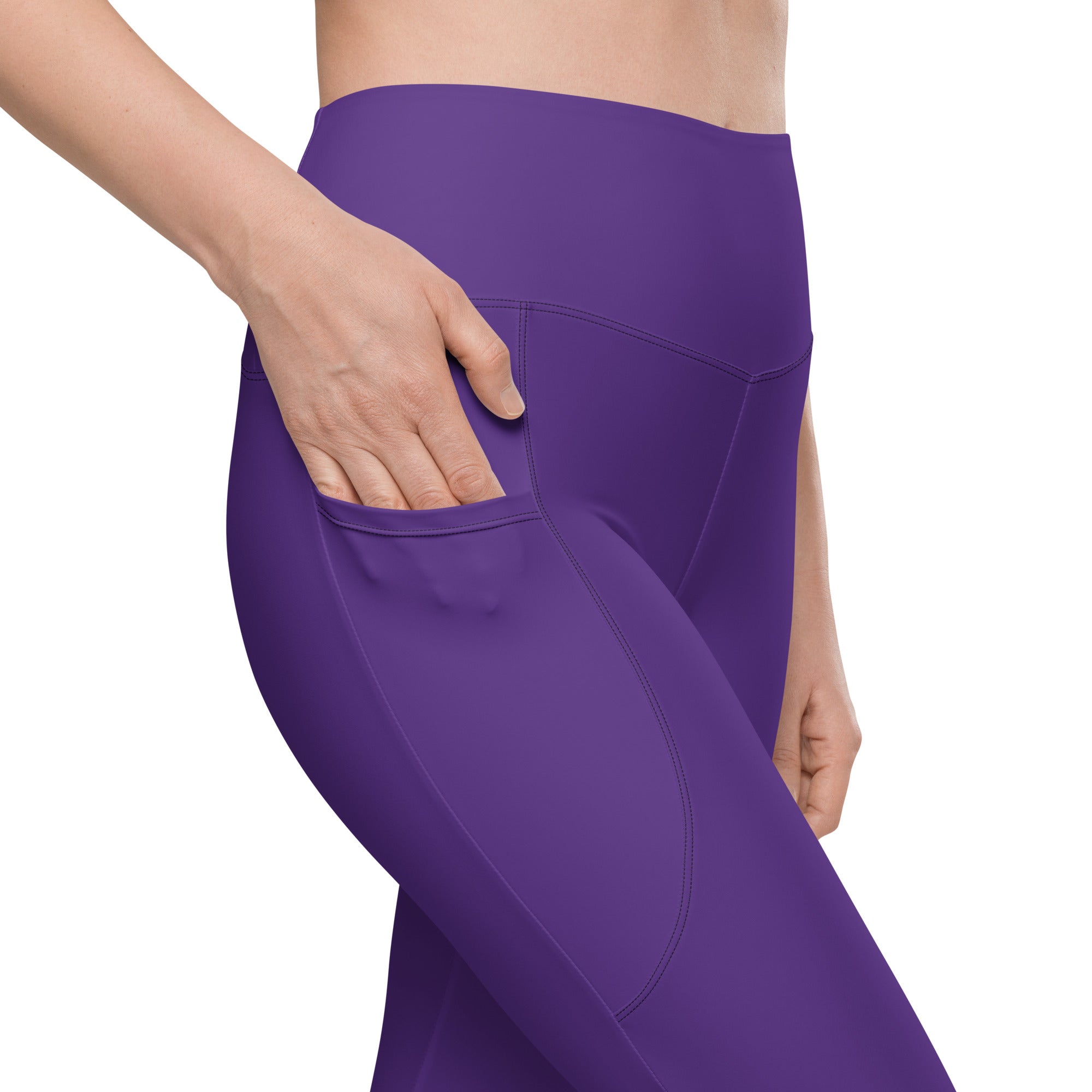 Women’s Deep Purple Yoga Leggings With Pockets – High-Waisted, Soft Compression Active Pants