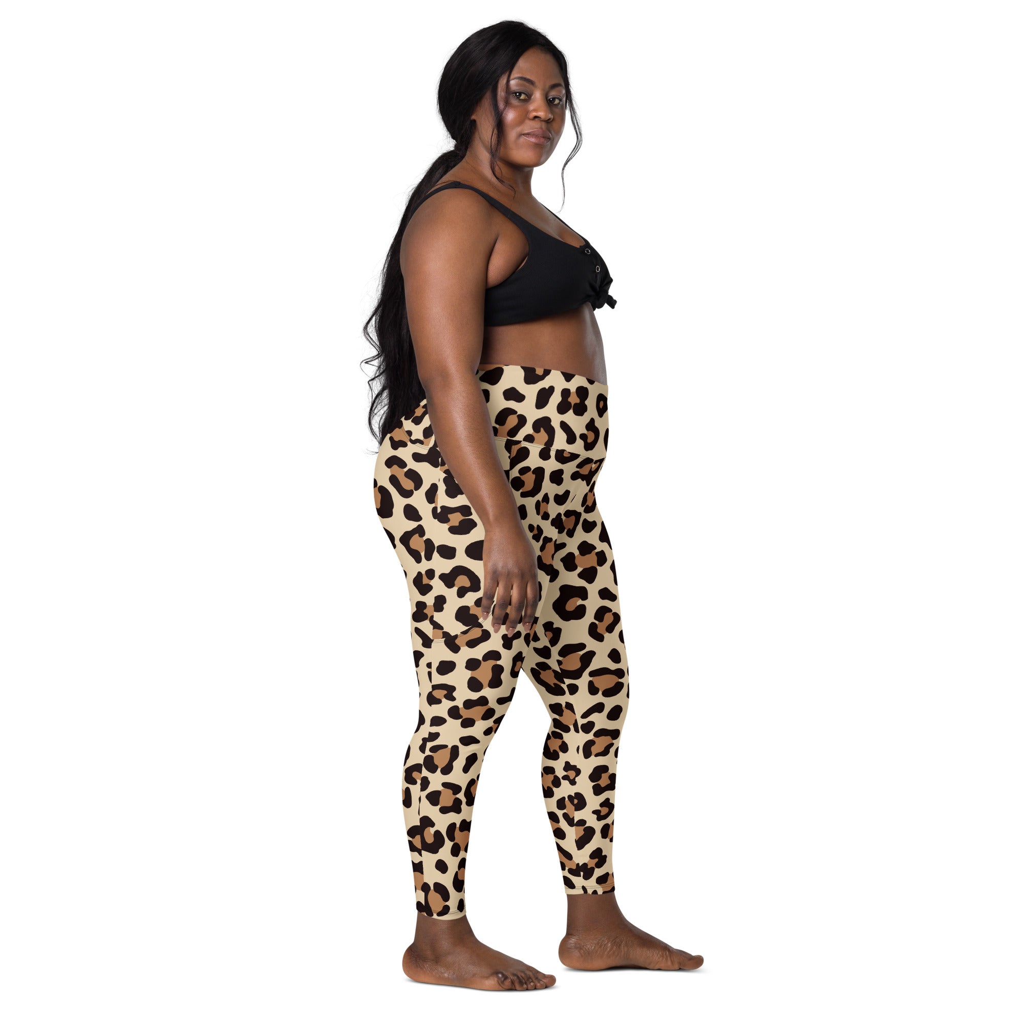 Women’s Leopard Print Yoga Leggings With Pockets – High-Waisted, Soft Compression Active Pants