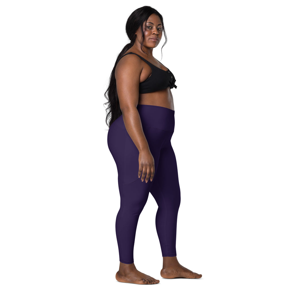 Women’s dark purple high-waisted yoga leggings with pockets made of soft compression fabric for activewear