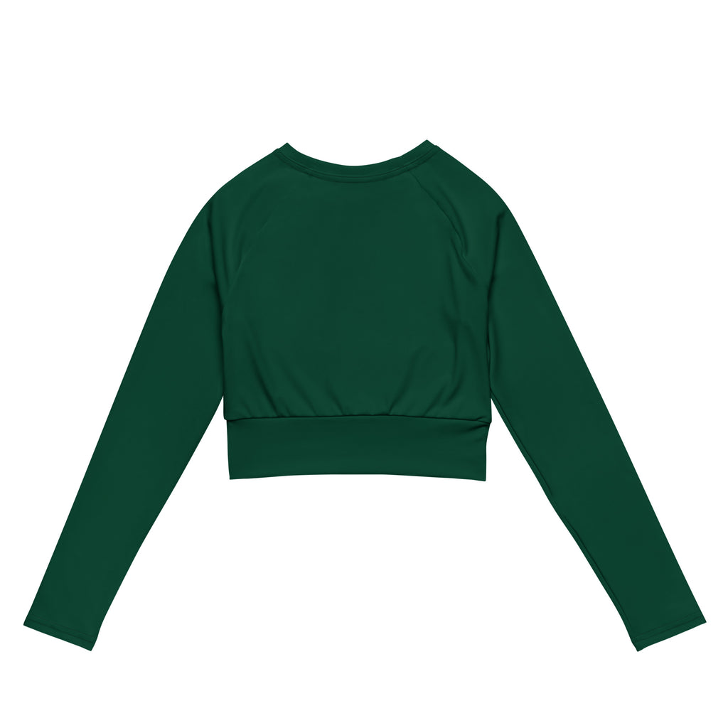 Women's Dark Green Long Sleeve Performance Crop Top