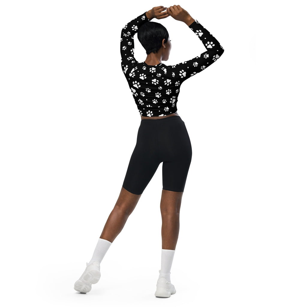 Women's Paw Print Long Sleeve Performance Crop Top