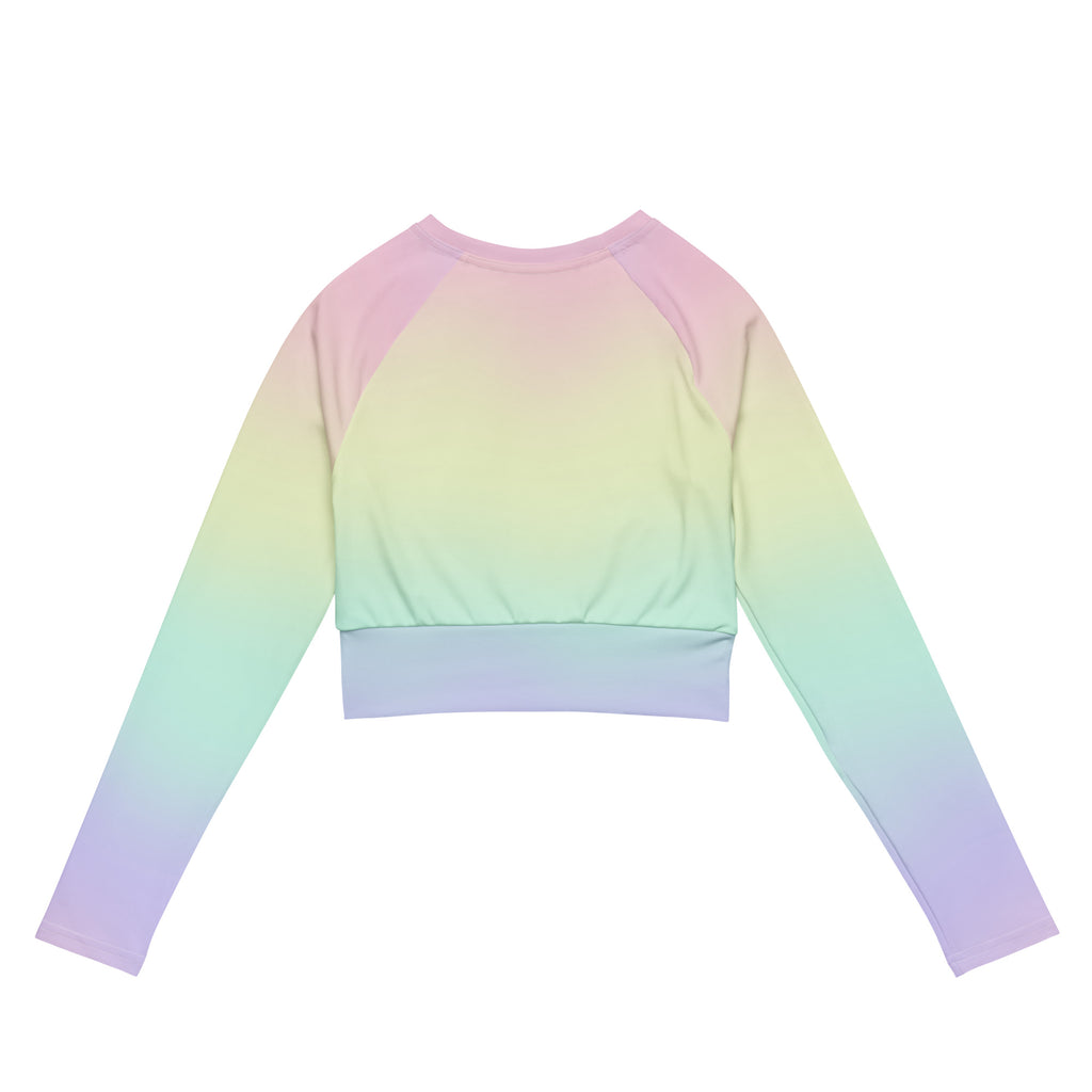 Women's Pastel Rainbow Long Sleeve Performance Crop Top