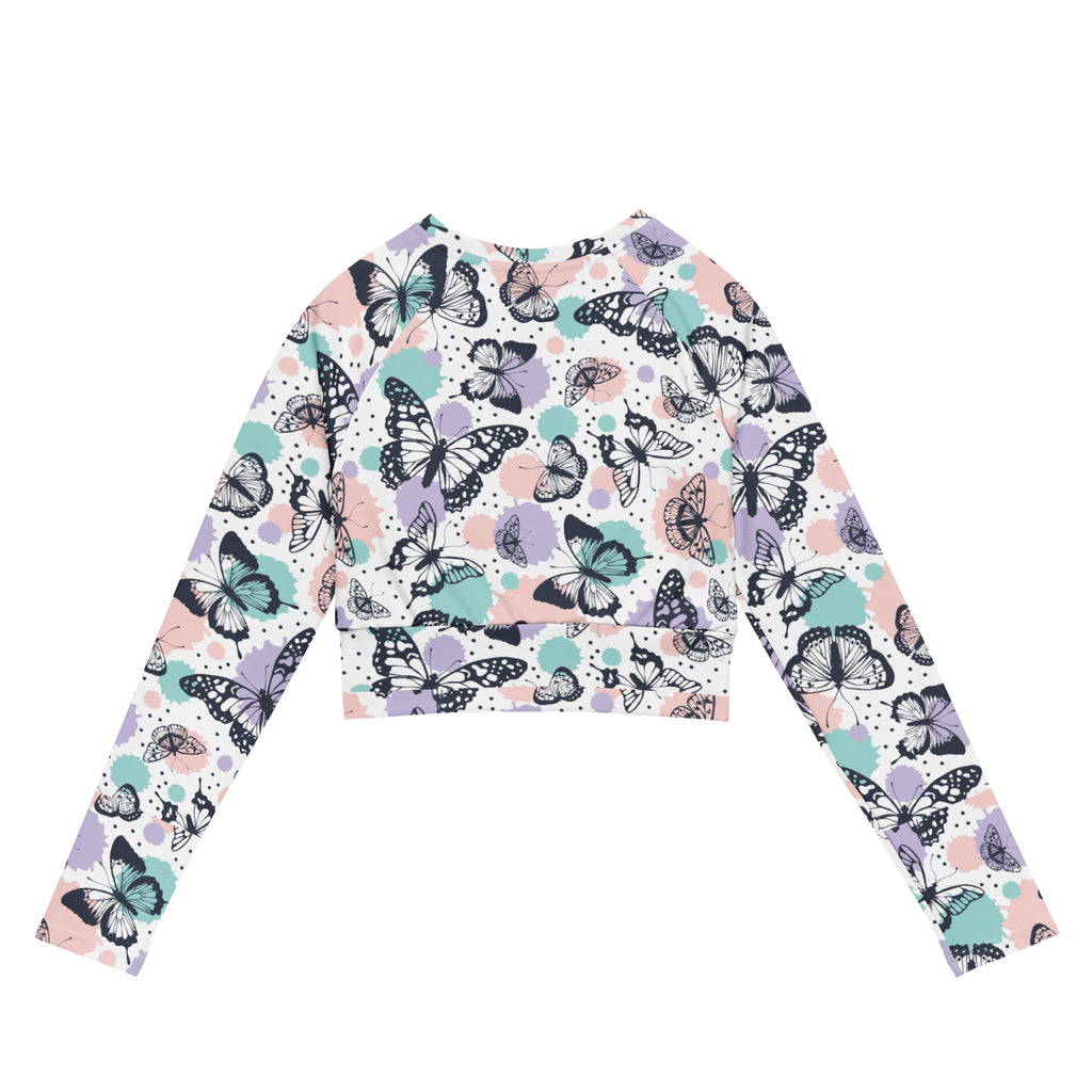 Women's Butterfly Long Sleeve Performance Crop Top