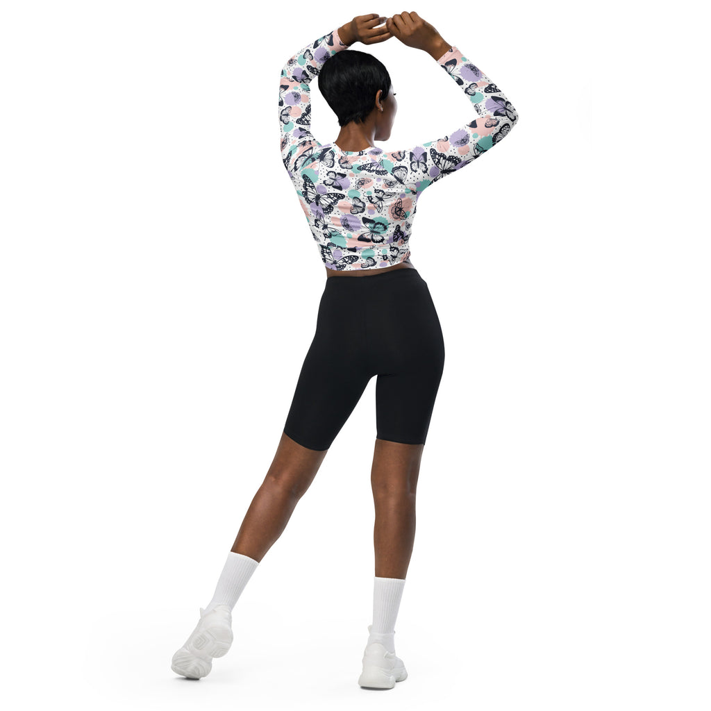 Women's Butterfly Long Sleeve Performance Crop Top