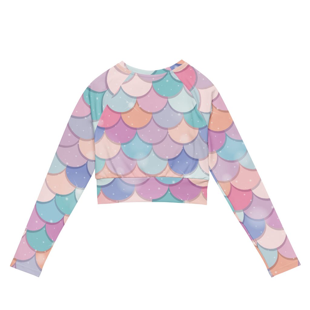 Women's Rainbow Mermaid Long Sleeve Performance Crop Top