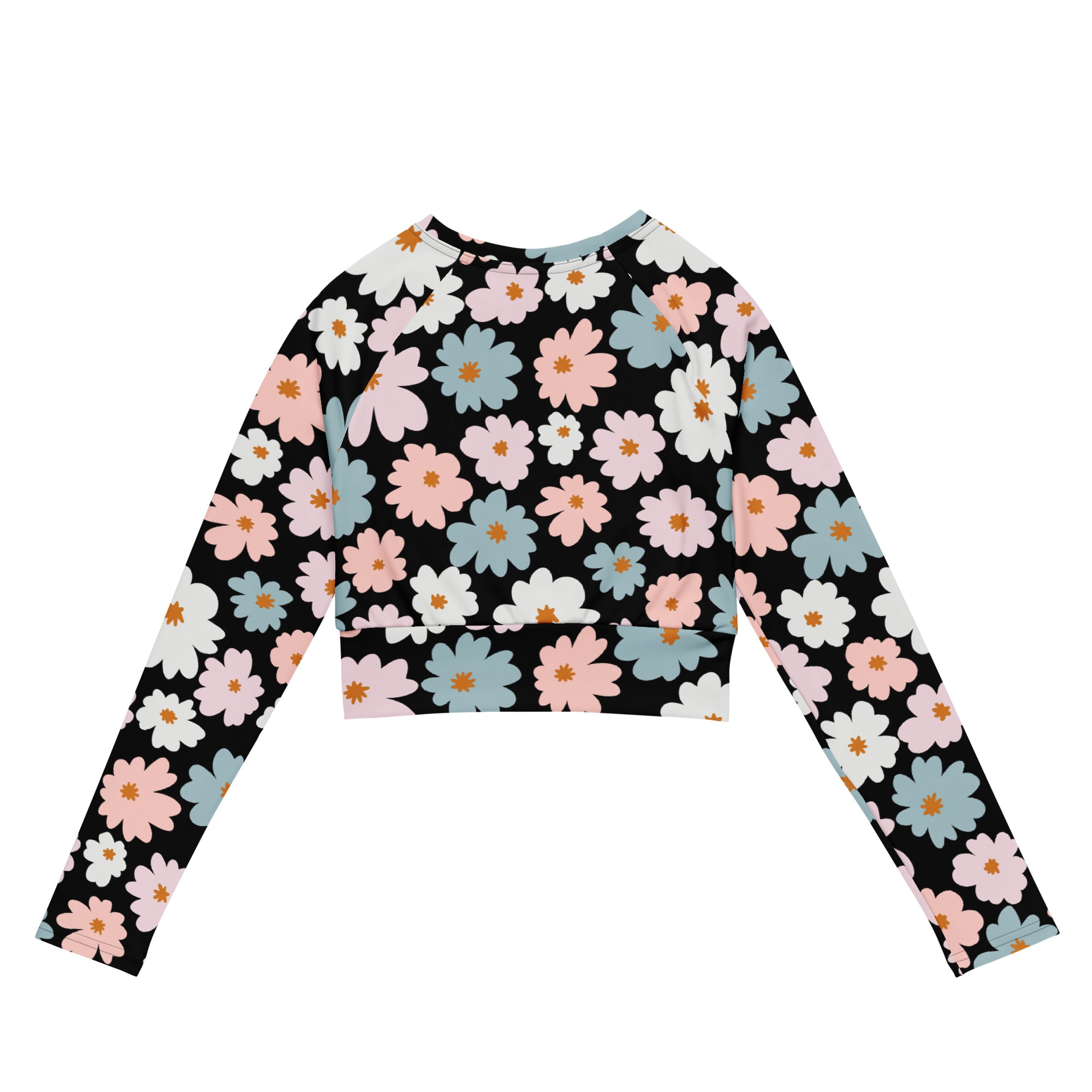 Women's Retro Floral Long Sleeve Performance Crop Top