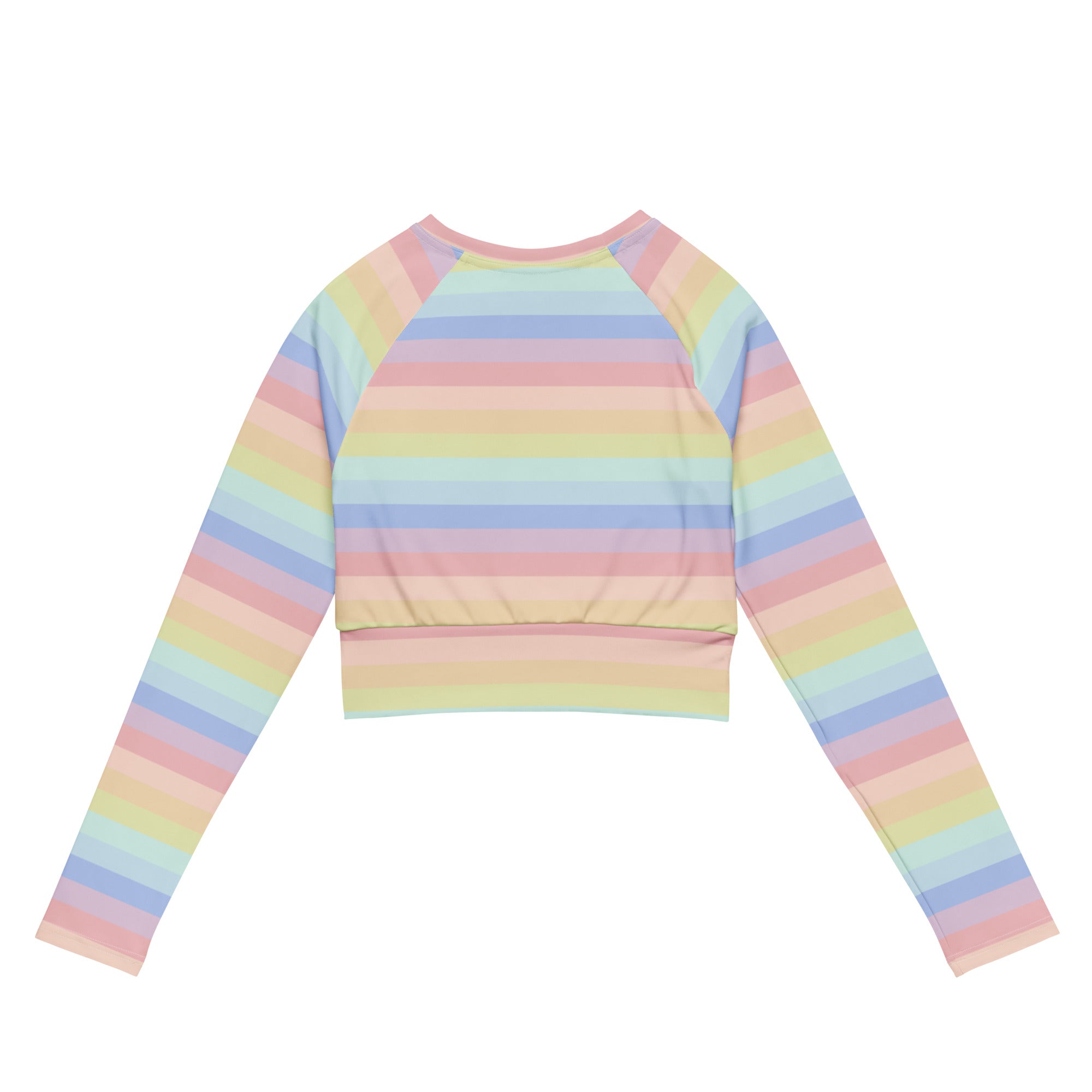 Women's Pastel Striped Rainbow Long Sleeve Performance Crop Top