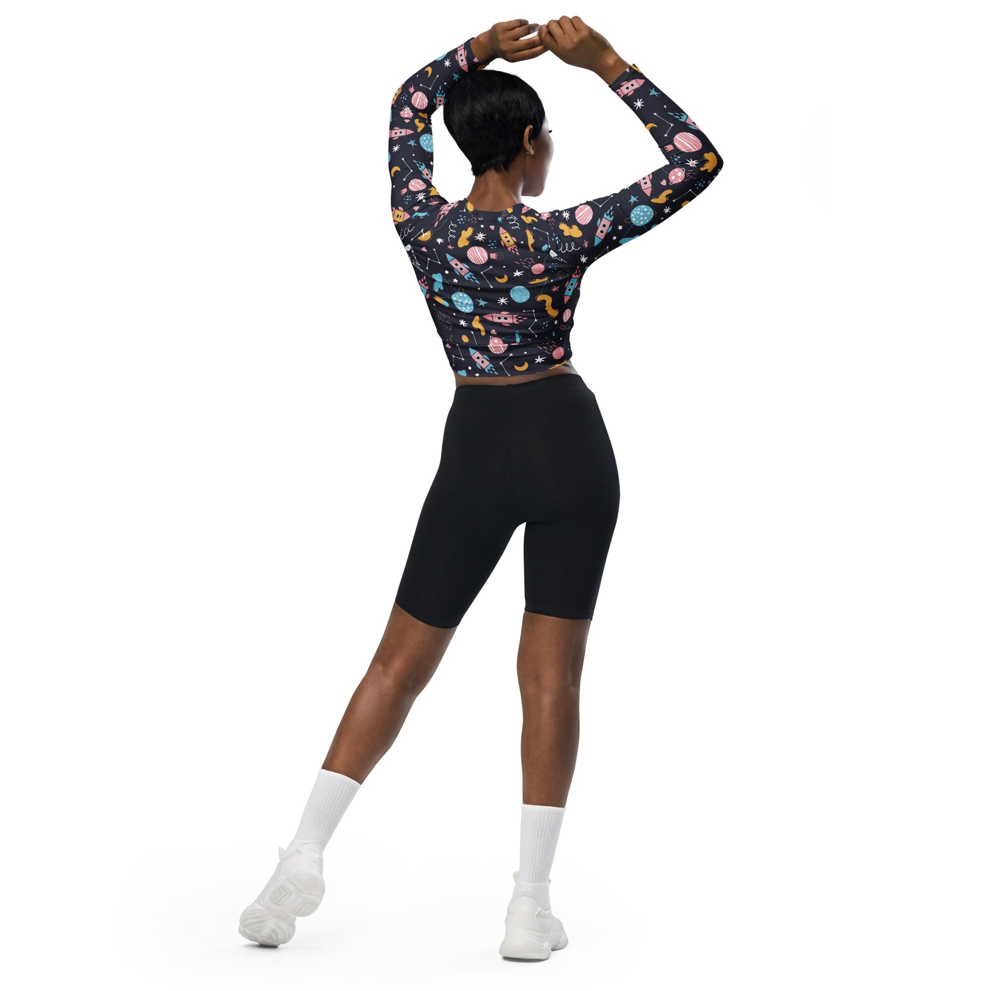 Women's Outer Space Long Sleeve Performance Crop Top
