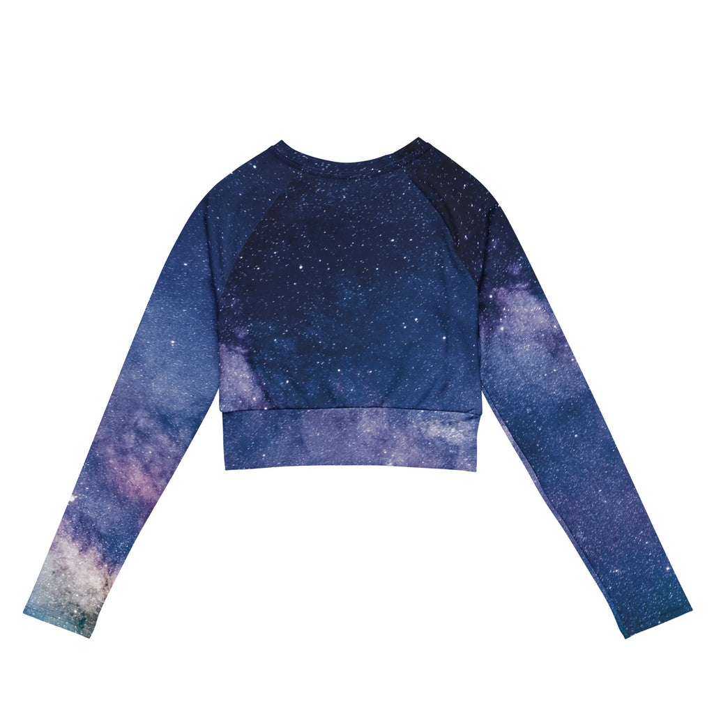 Women's Realistic Galaxy Long Sleeve Performance Crop Top