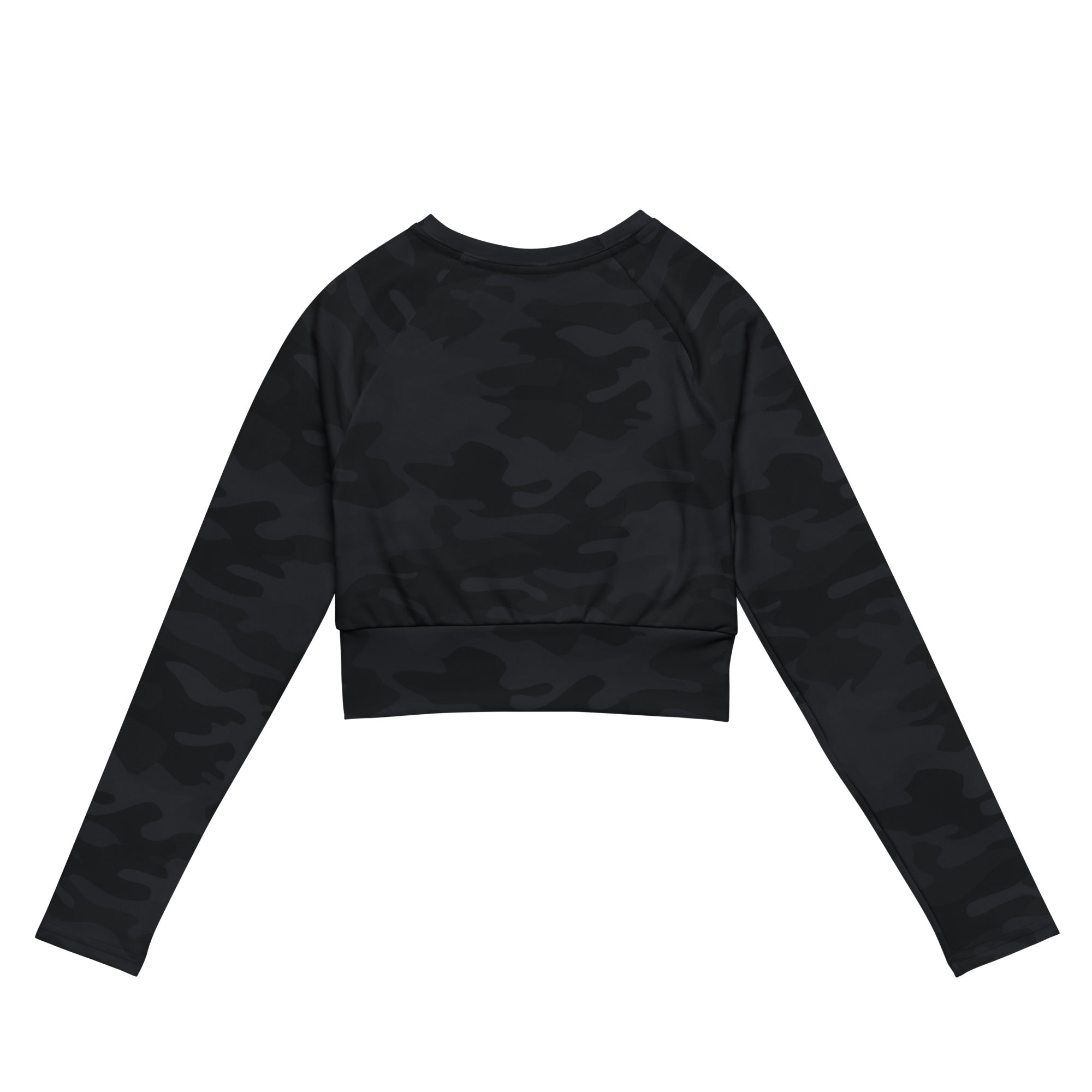Women's Black Camouflage Long Sleeve Performance Crop Top