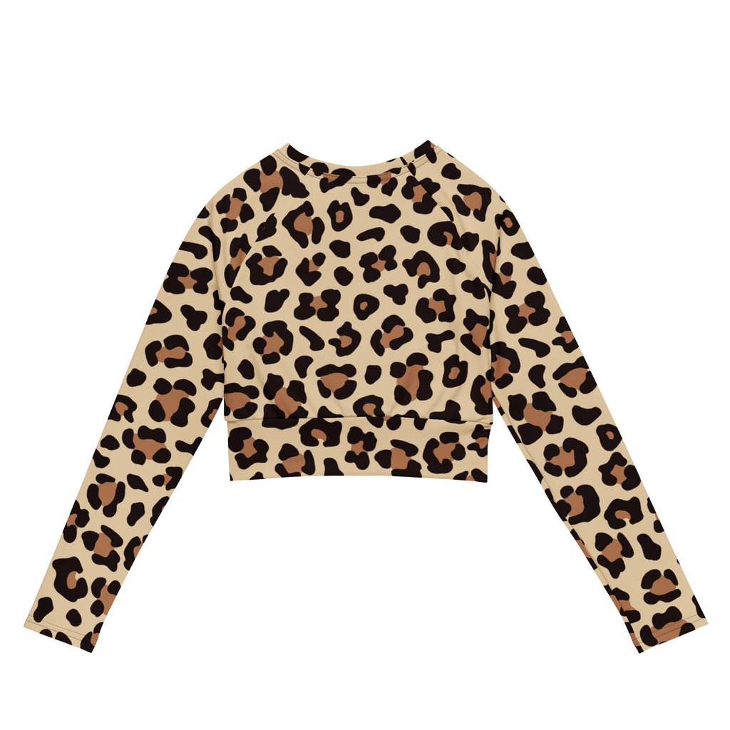Women's Leopard Print Long Sleeve Performance Crop Top
