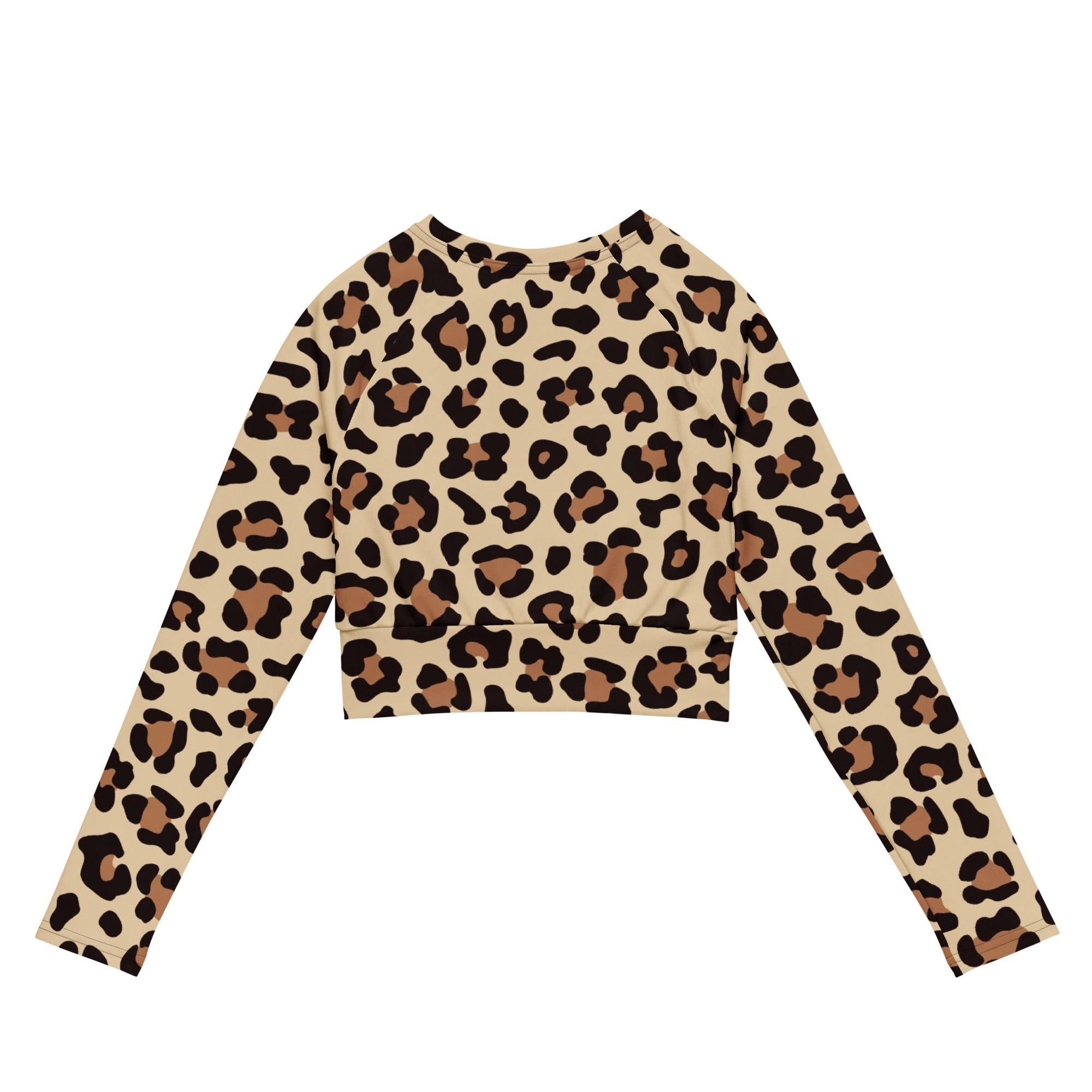 Women's Leopard Print Long Sleeve Performance Crop Top
