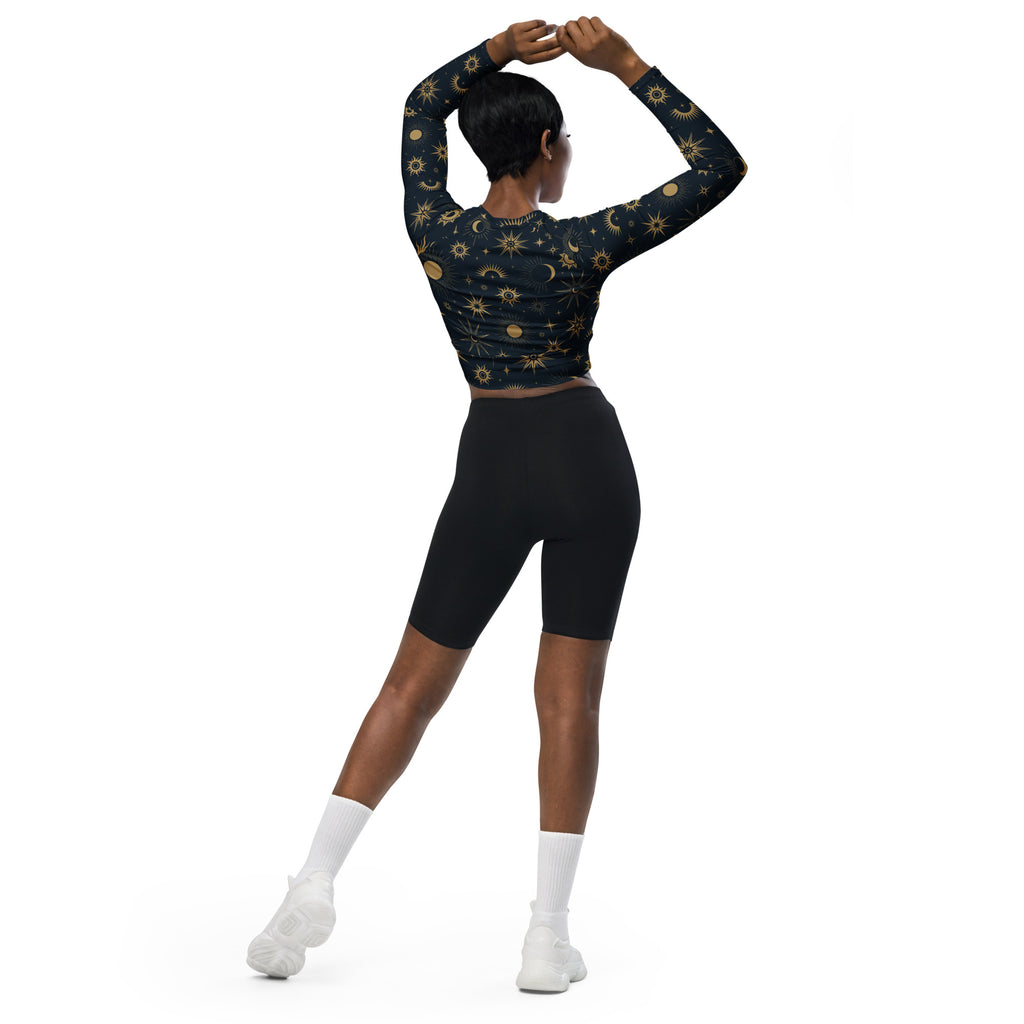 Women's Celestial Sun & Moon Long Sleeve Performance Crop Top