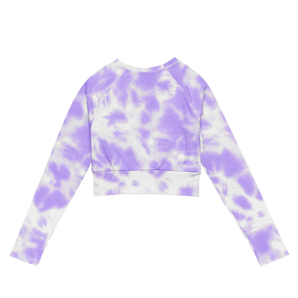 Women's Purple Tie Dye Long Sleeve Performance Crop Top